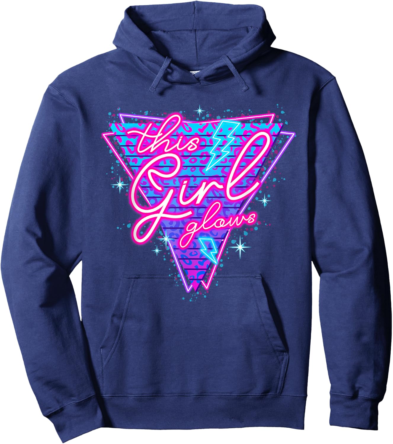 This Girl Glows for Kids Tie Dye Colors 80's and 90's Hoodie - Hoodie | Navy