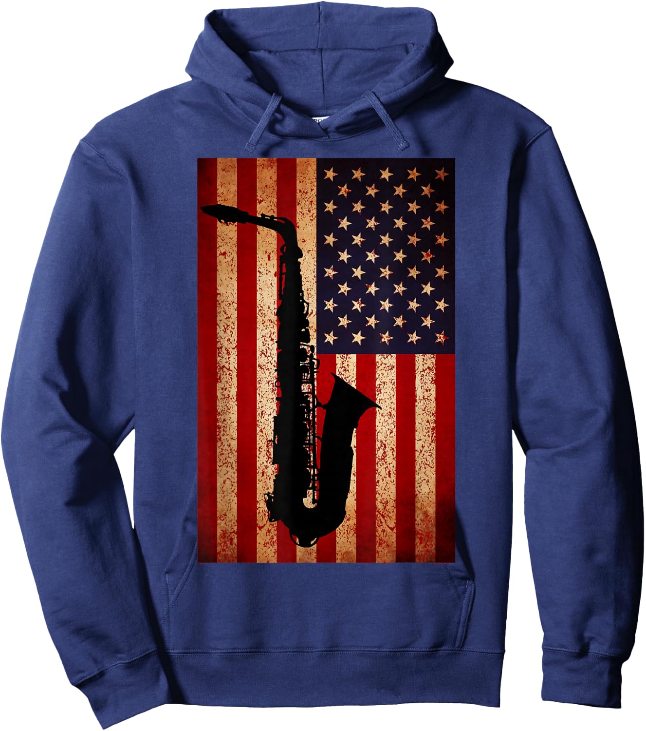 Vintage American Flag Saxophone Funny Sax Music Player Gifts Small Hoodie - Hoodie | Navy