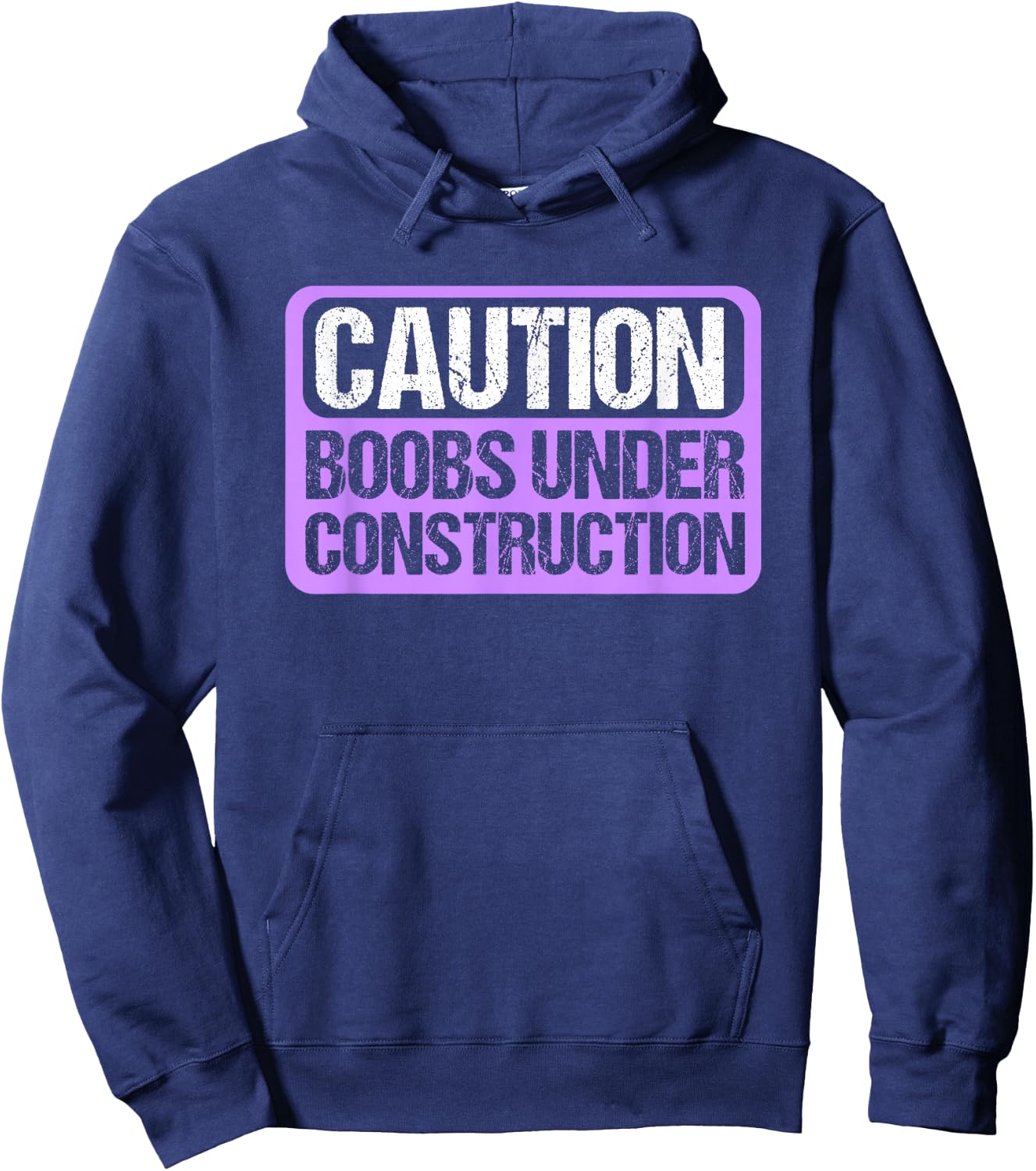 Boobs Under Construction Mastectomy Breast Cancer Hoodie - Hoodie | Navy