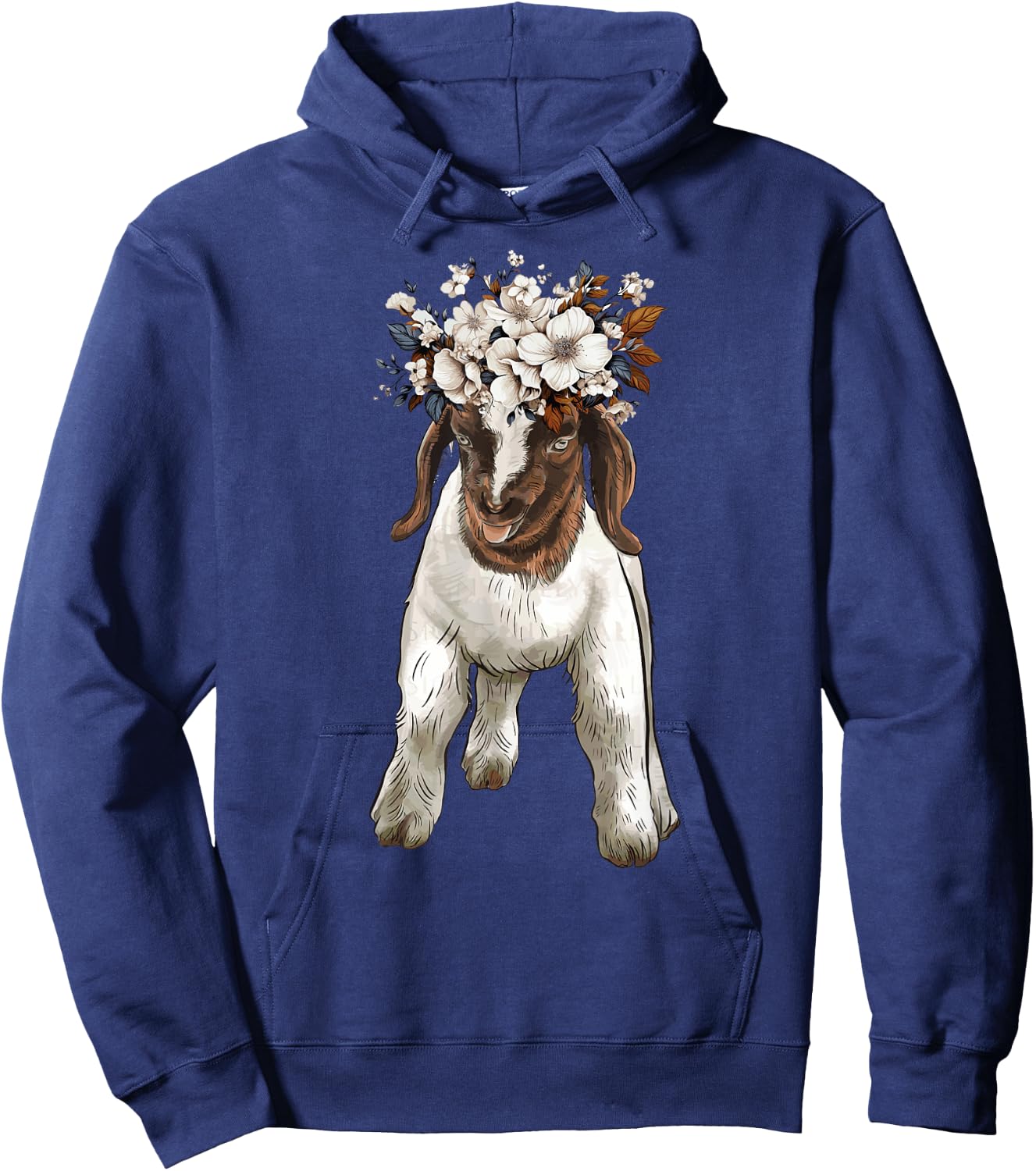Boer goat with flower, show boer baby goat Hoodie - Hoodie | Navy