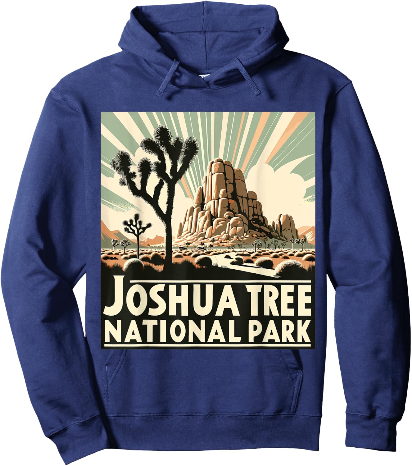 Joshua Tree National Park Vintage Hiking Camping Outdoor Hoodie - Hoodie | Navy