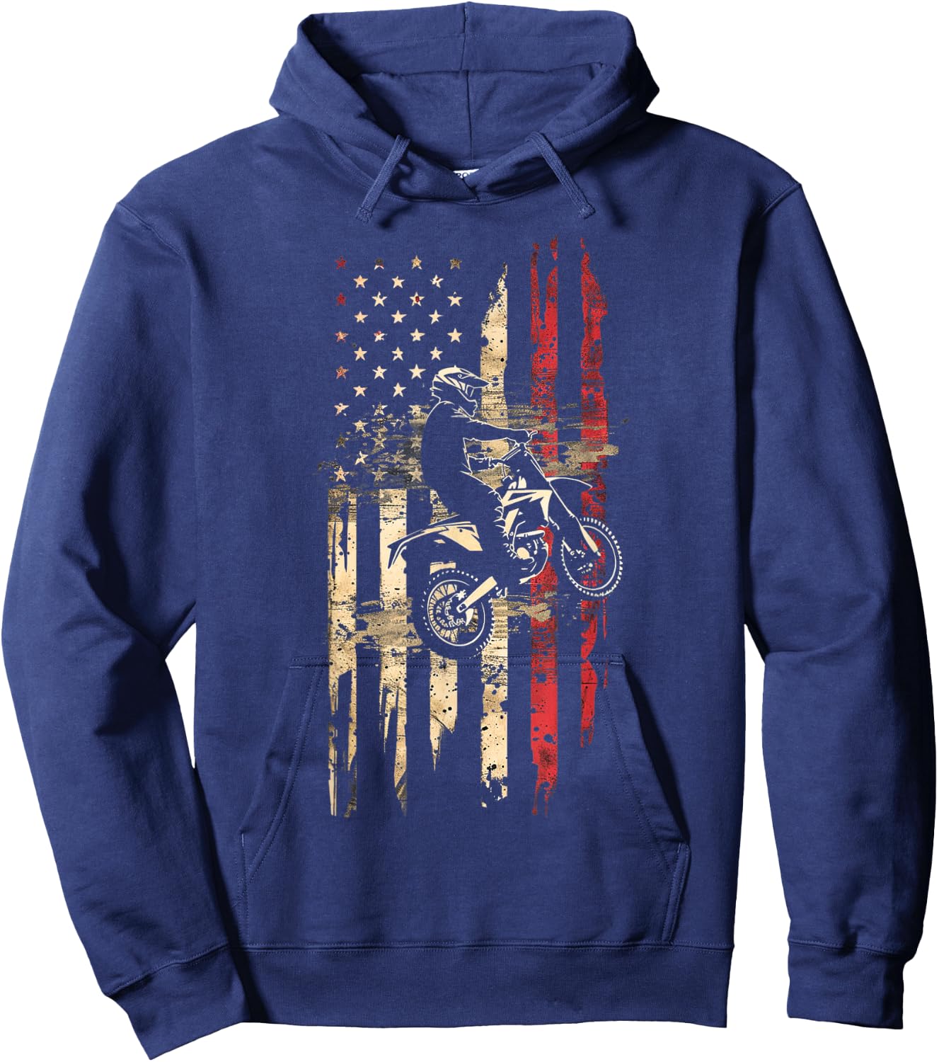Best Dirt Bike Boys Dirtbike Racing US Flag Biker Hoodie - Hoodie | Navy
