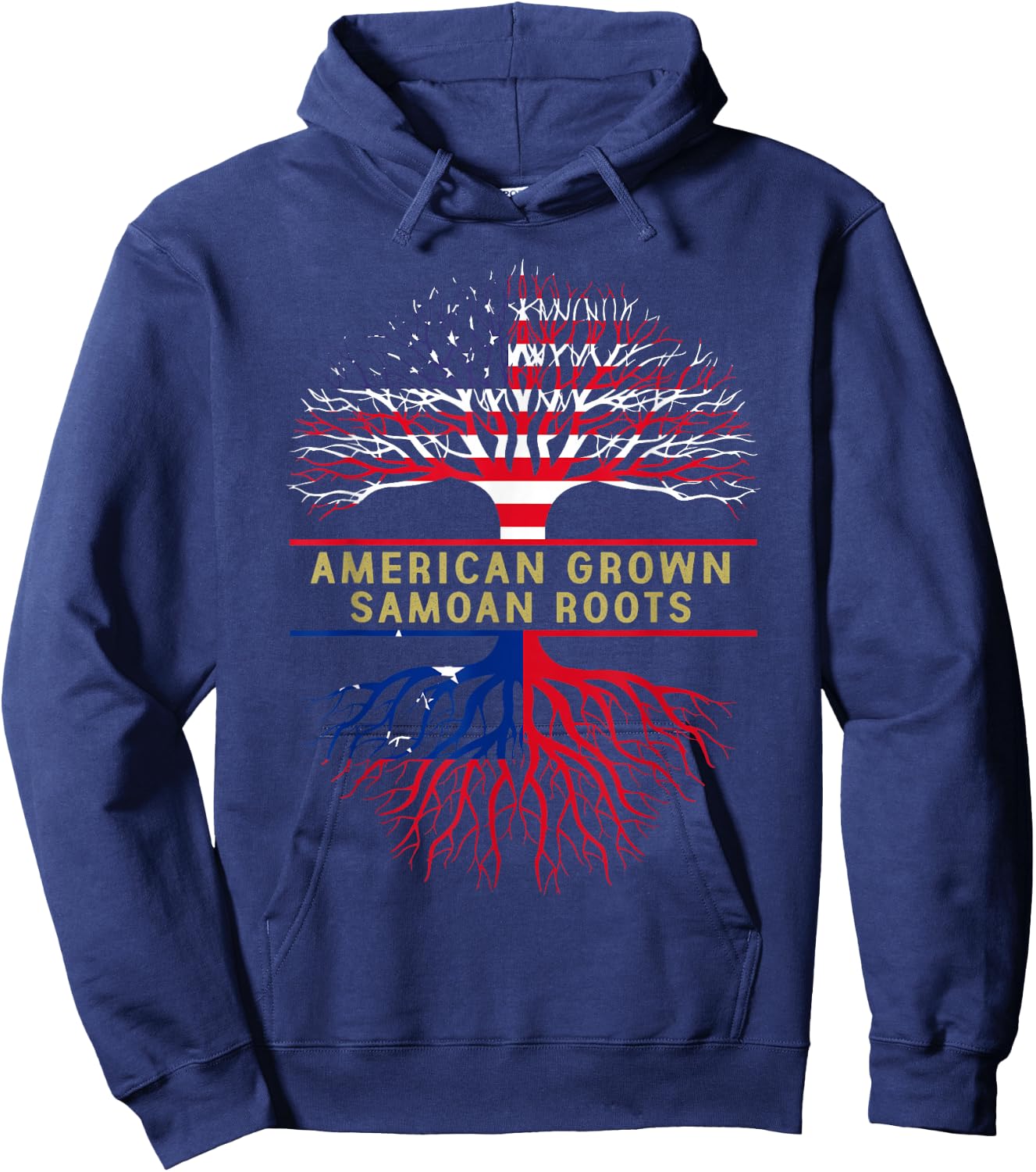 American Grown Samoan Roots America Samoa Tree Flag Hoodie - Hoodie | Navy