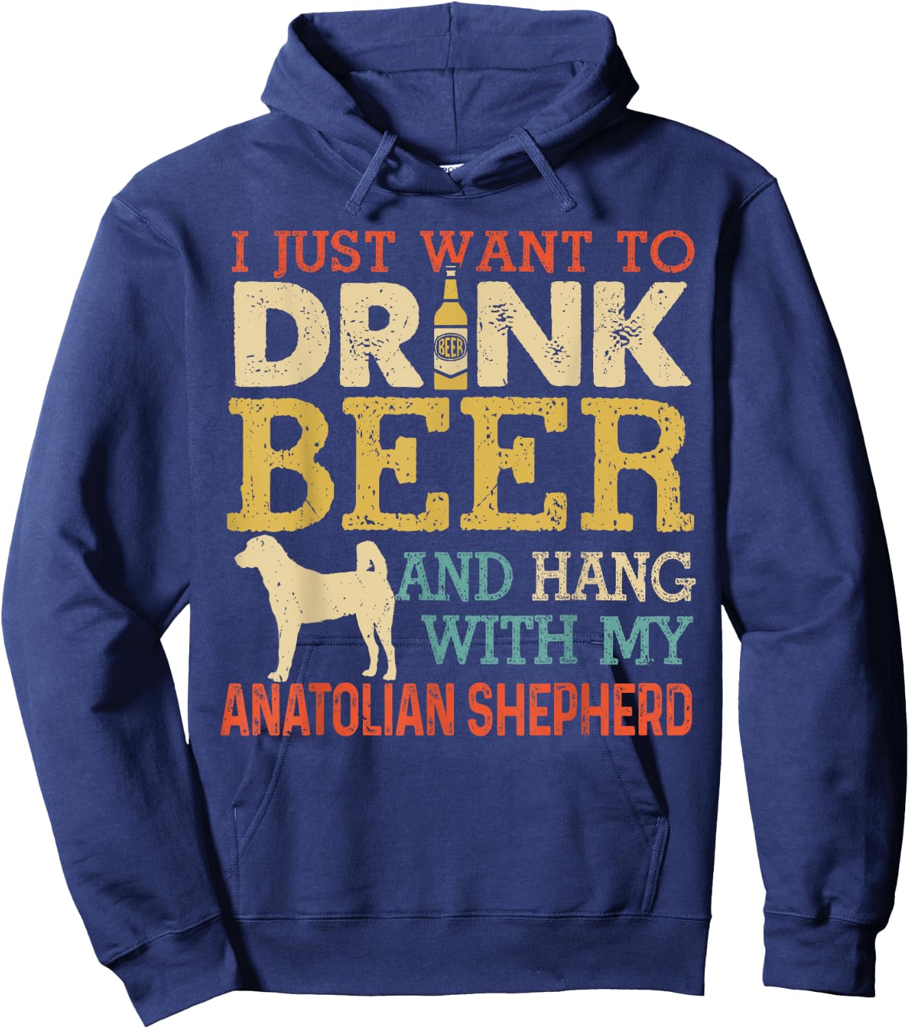 Anatolian Shepherd Dad Drink Beer Hang With Dog Funny Men Hoodie - Hoodie | Navy