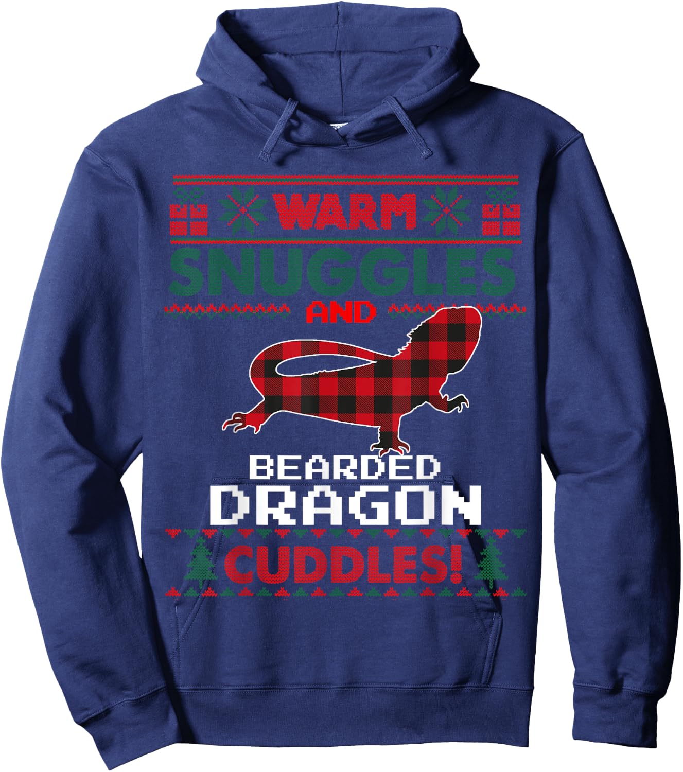 Bearded Dragon Christmas Pajama Shirt Ugly Christmas Sweater Hoodie - Hoodie | Navy