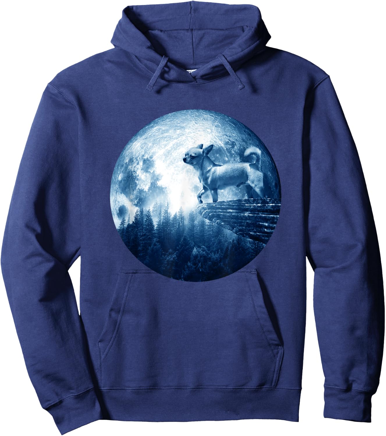 Chihuahua Smooth Coat Dog Moon Dog Mom Dad Dog Lovers Hoodie - Hoodie | Navy