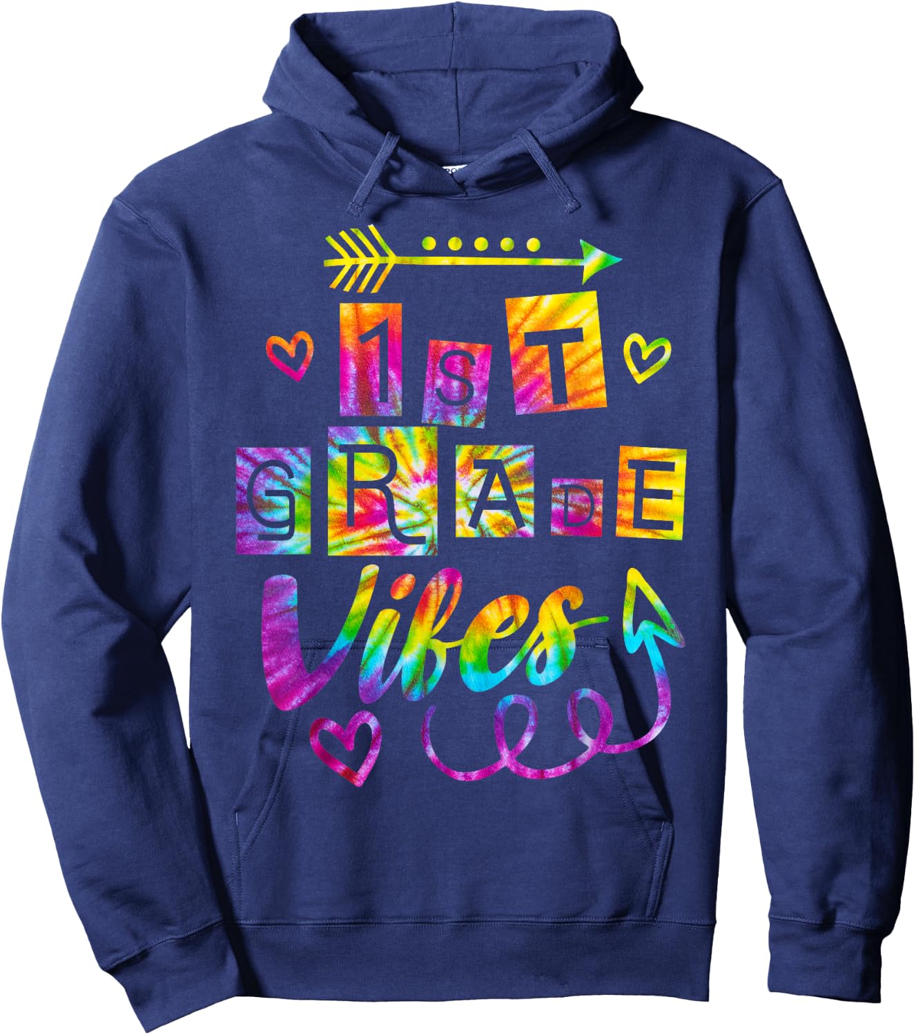 First Grade Vibes Back To School Tie Dye 1st Grade Teacher Hoodie - Hoodie | Navy