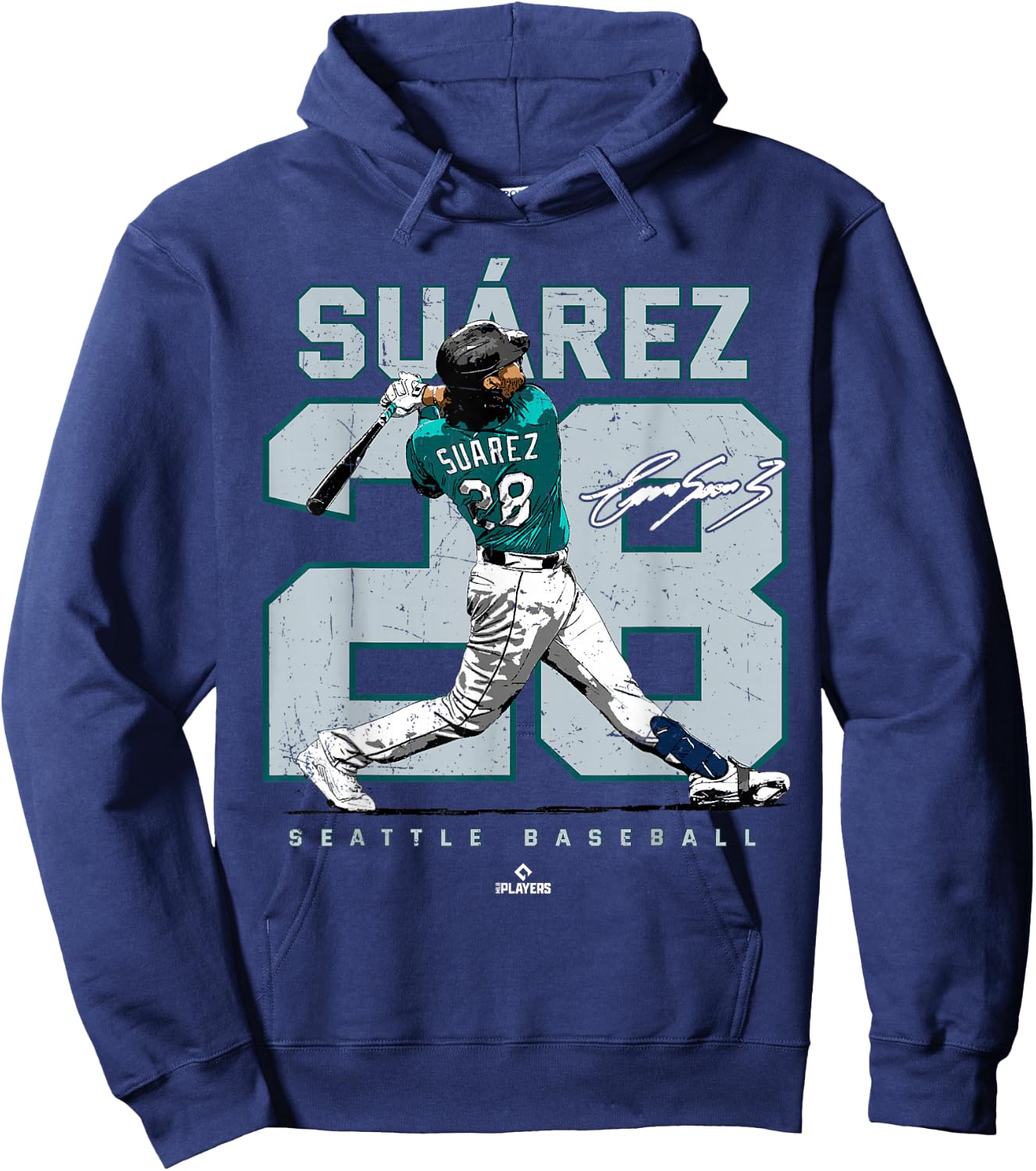 Number and Portrait Eugenio Suarez Seattle MLBPA Hoodie - Hoodie | Navy