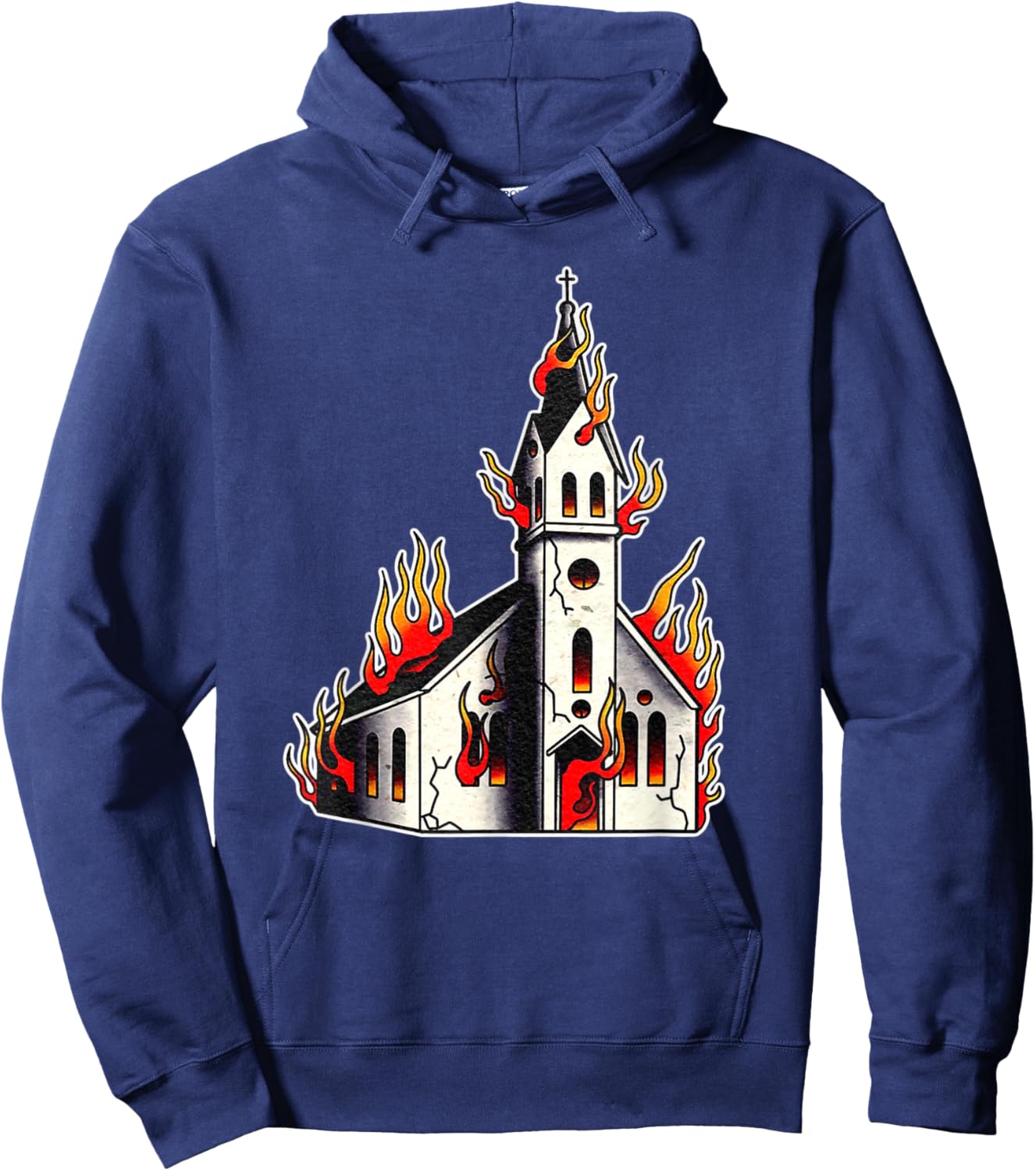 Burning Church Hoodie - Hoodie | Navy