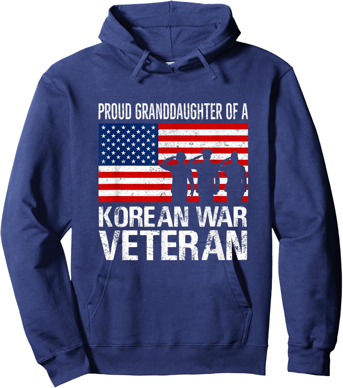 Proud Granddaughter Korean War Veteran Matching Grandfather Hoodie - Hoodie | Navy