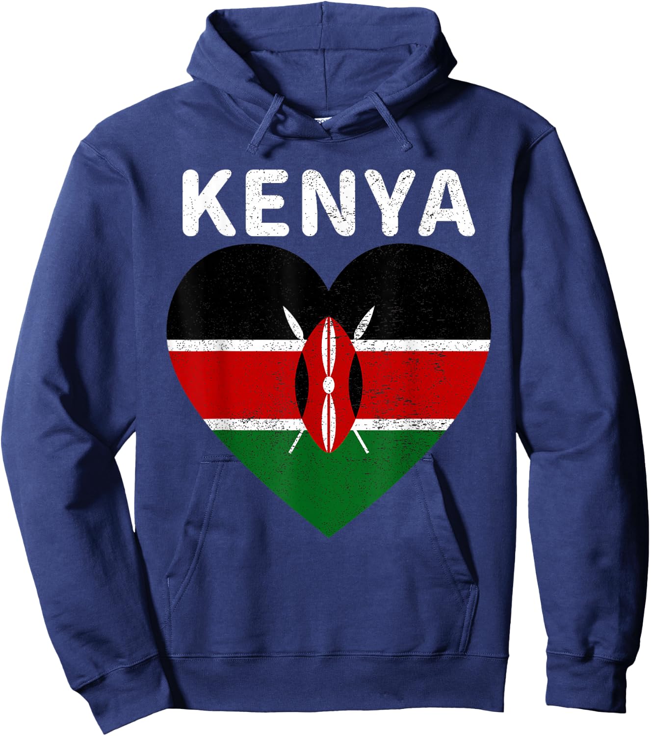 I Love Kenya Kenyan Africa Pride Flag Print Vintage Retro Hoodie - Hoodie | Navy