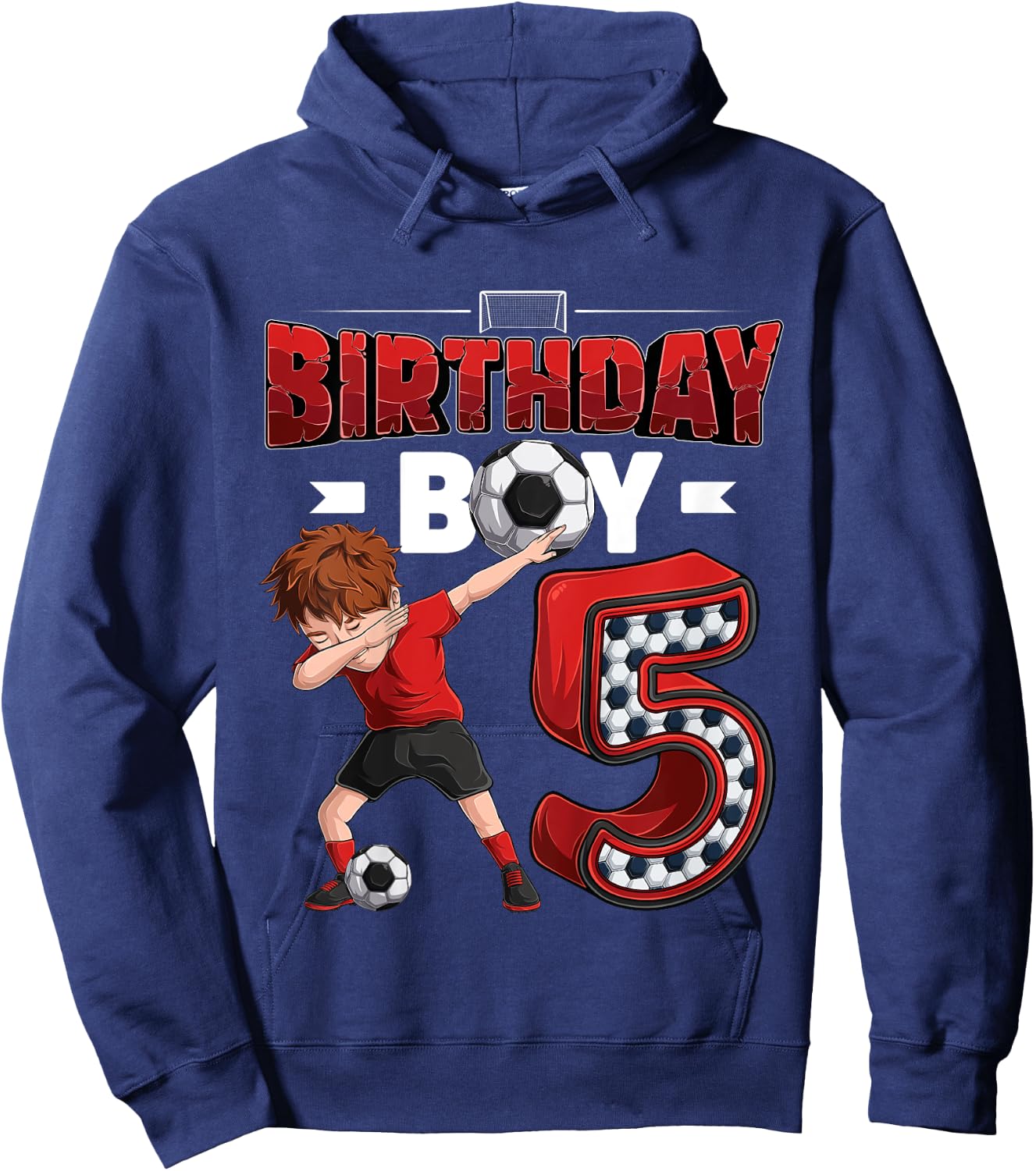 Kids dabbing boy 5 year old Soccer Player 5th birthday party Hoodie - Hoodie | Navy