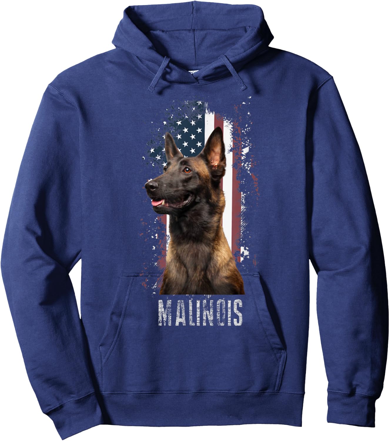 Belgian Malinois Belgian Malinois American Flag Funny Dog Gift -Adults Black Small Hoodie - Hoodie | Navy