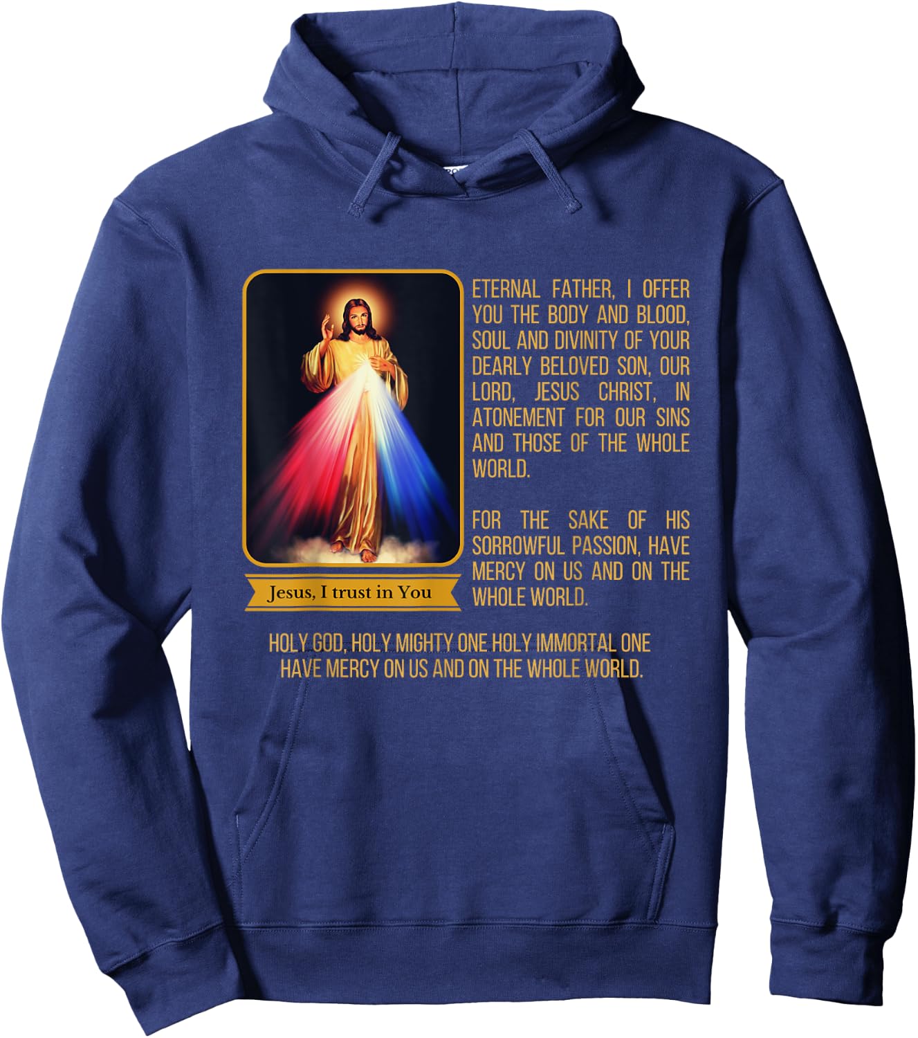 Divine Mercy Jesus Image Chaplet Novena Prayer Catholic Hoodie - Hoodie | Navy