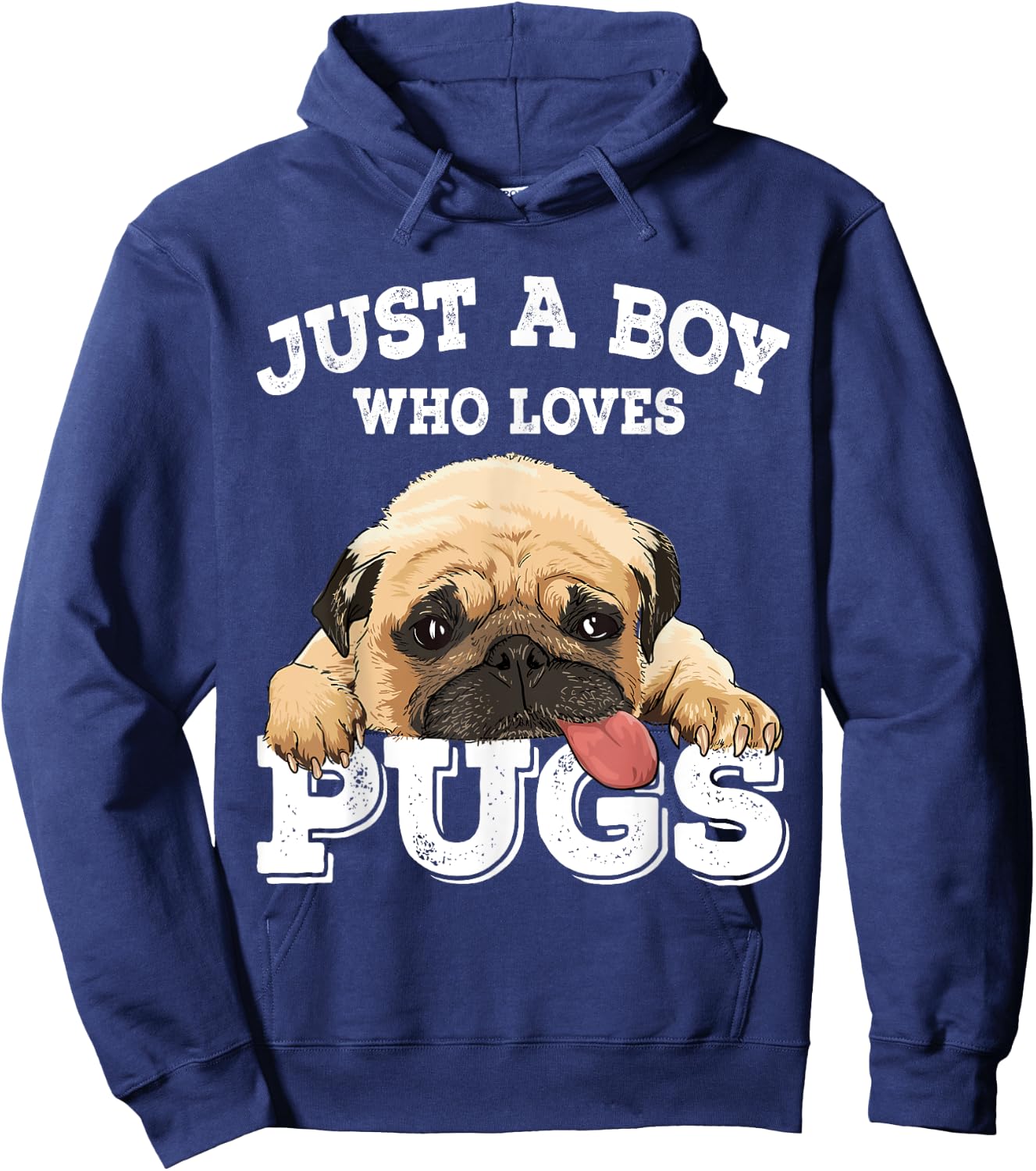 Just a Boy who loves Pugs Funny Pug Lover Gift Boys Hoodie - Hoodie | Navy