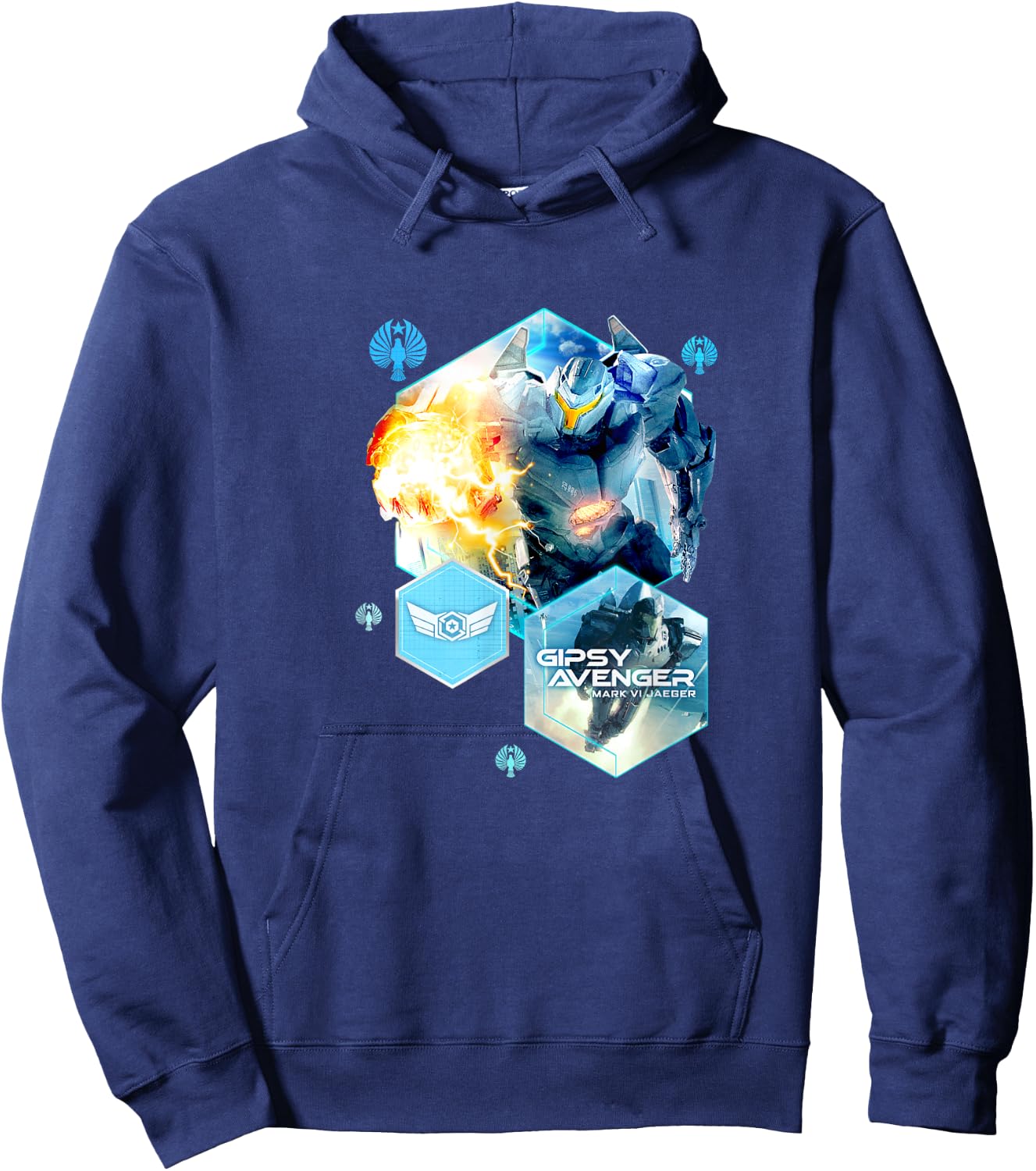 Pacific Rim Gipsy Avenger Flight - Black, -Adults, Short Sleeve, Small Hoodie - Hoodie | Navy