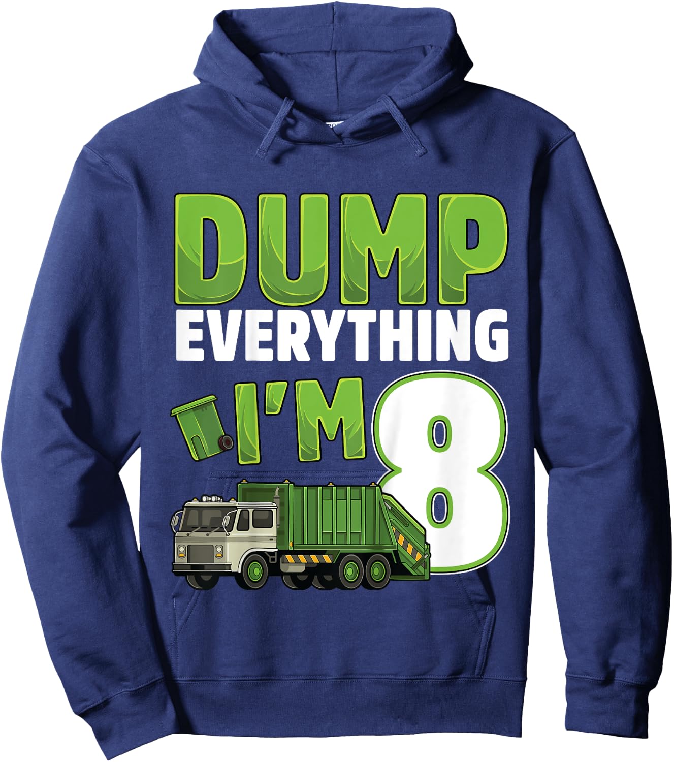 Kids Recycling Trash 8 Year Old Garbage Truck 8th Birthday Boy Hoodie - Hoodie | Navy