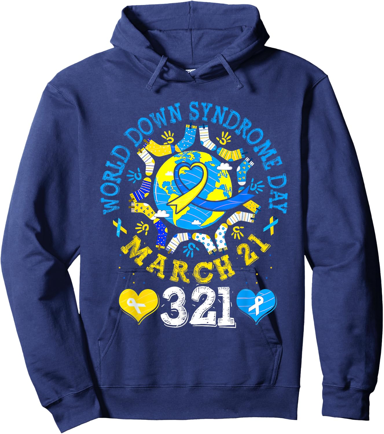 World Down Syndrome Day Awareness Socks Down Right Kids Hoodie - Hoodie | Navy