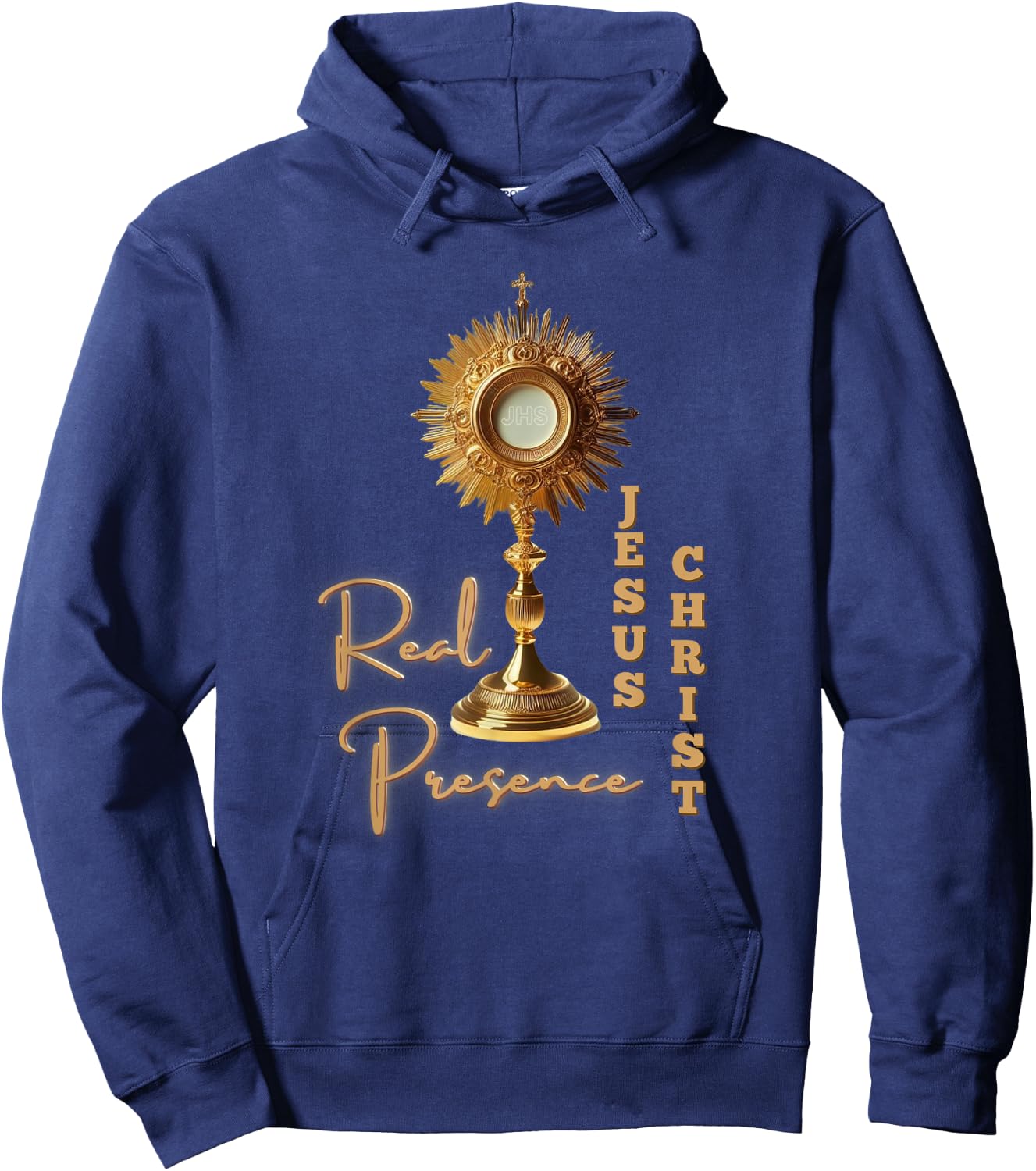 Real Presence Jesus Christ in the Most Holy Eucharist Hoodie - Hoodie | Navy