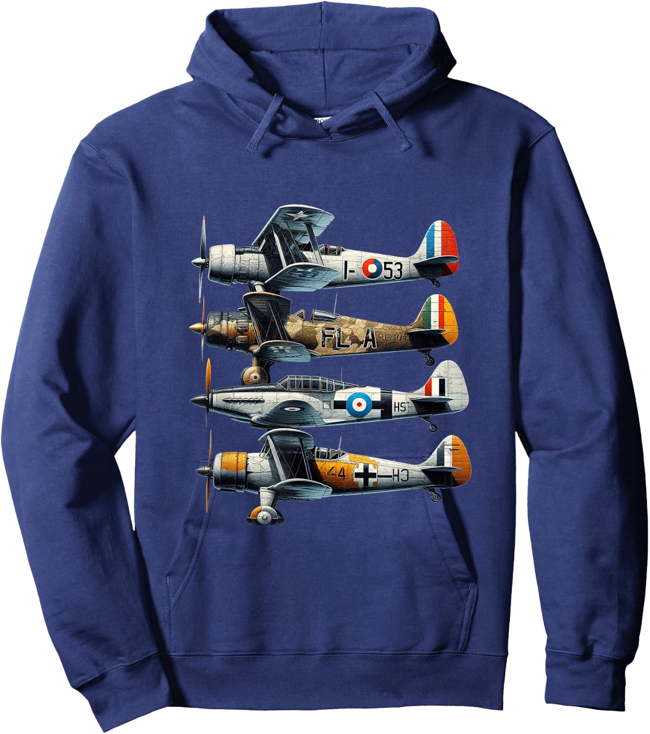 Polikarpov I-153 CR.42 Falco Gloster Gladiator Heinkel He-51 Hoodie - Hoodie | Navy