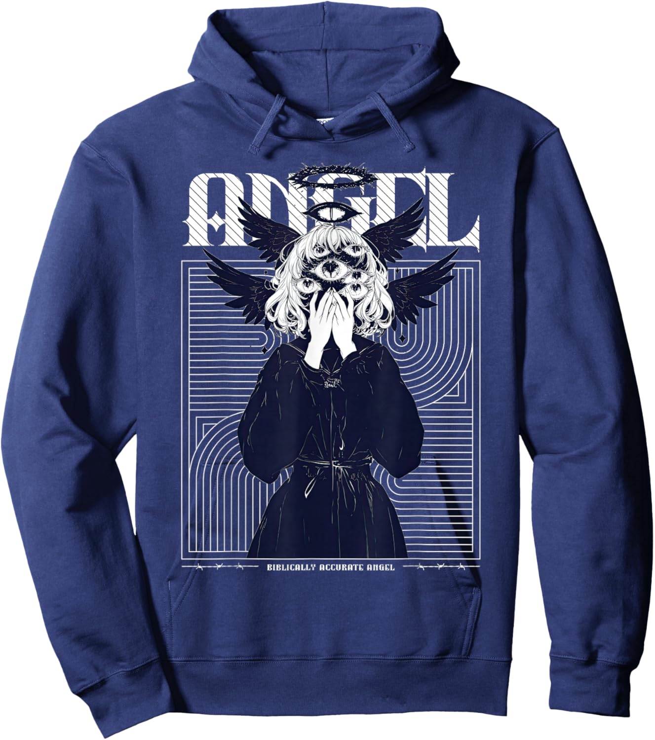 Anime Girl Multiple Eyes Gothic Seraphim Angel Harajuku Hoodie - Hoodie | Navy