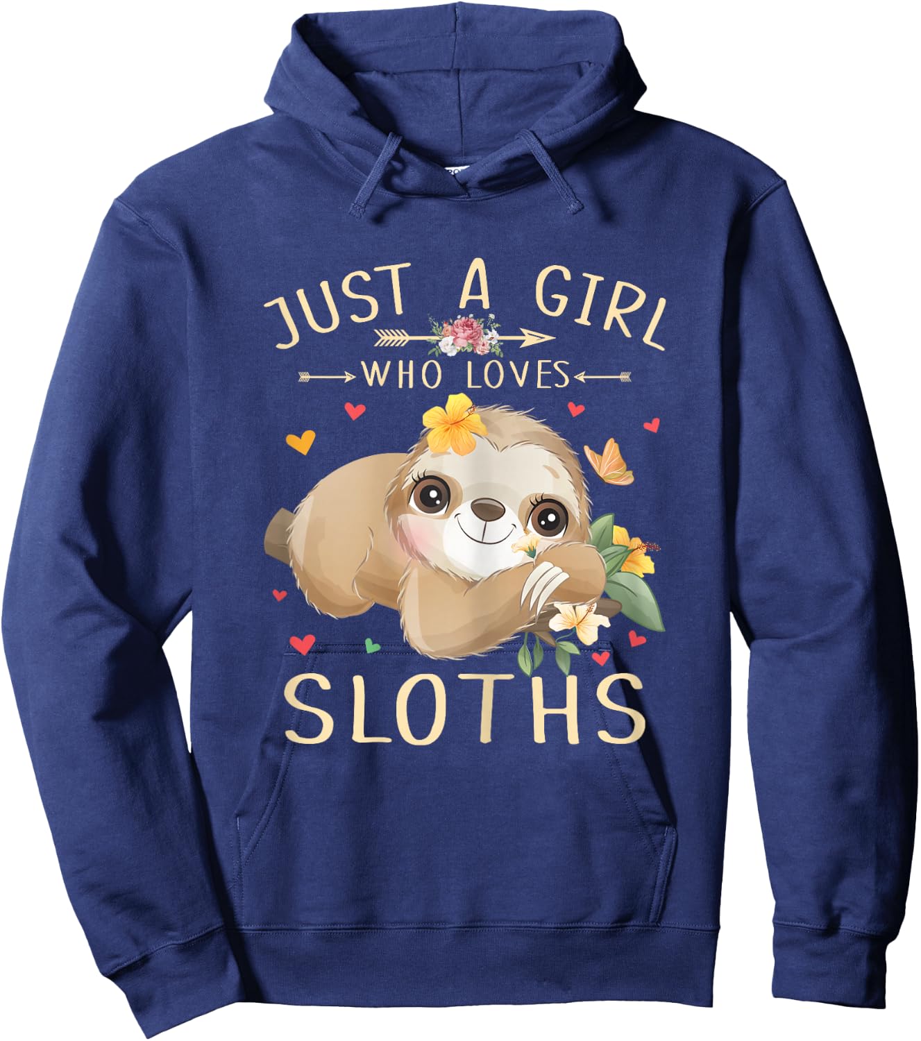 Just A Girl Who Loves Sloths Cute Sloth Lover Girls Hoodie - Hoodie | Navy