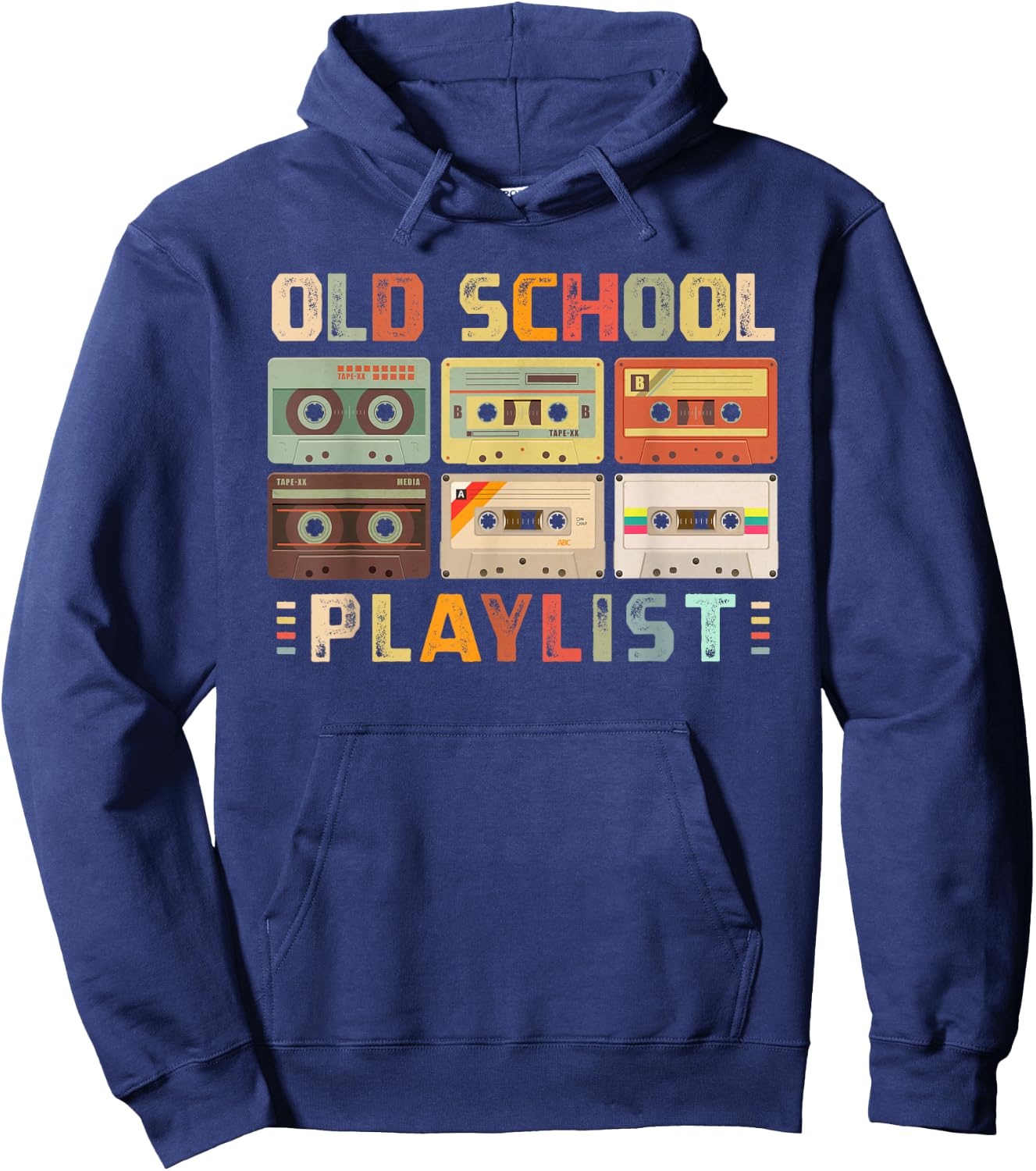 Cassette Tape Music 80s Retro Old School Playlist Hoodie - Hoodie | Navy