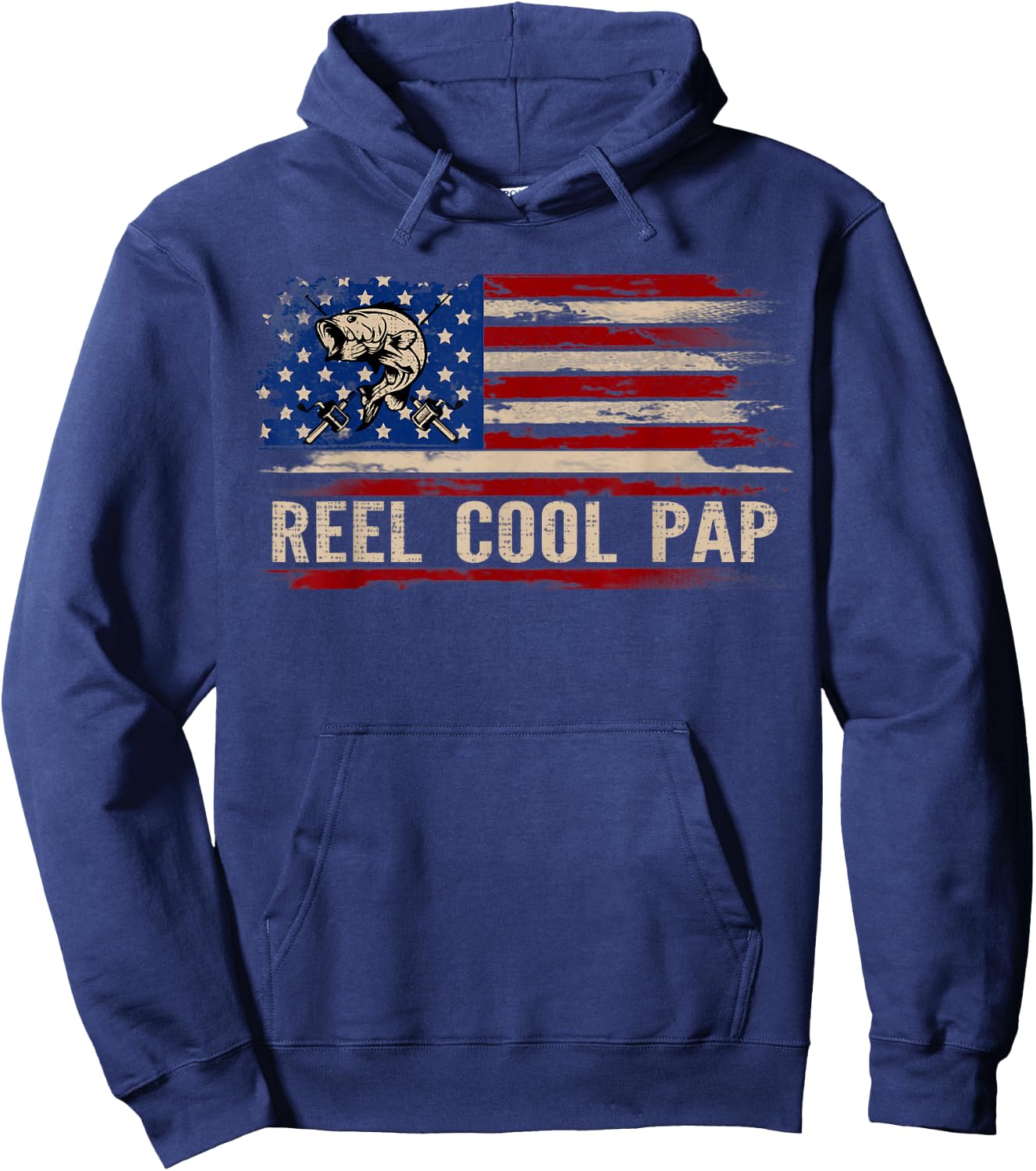 Reel Cool Pap American USA Flag Funny Fishing/Fish Gift Hoodie - Hoodie | Navy