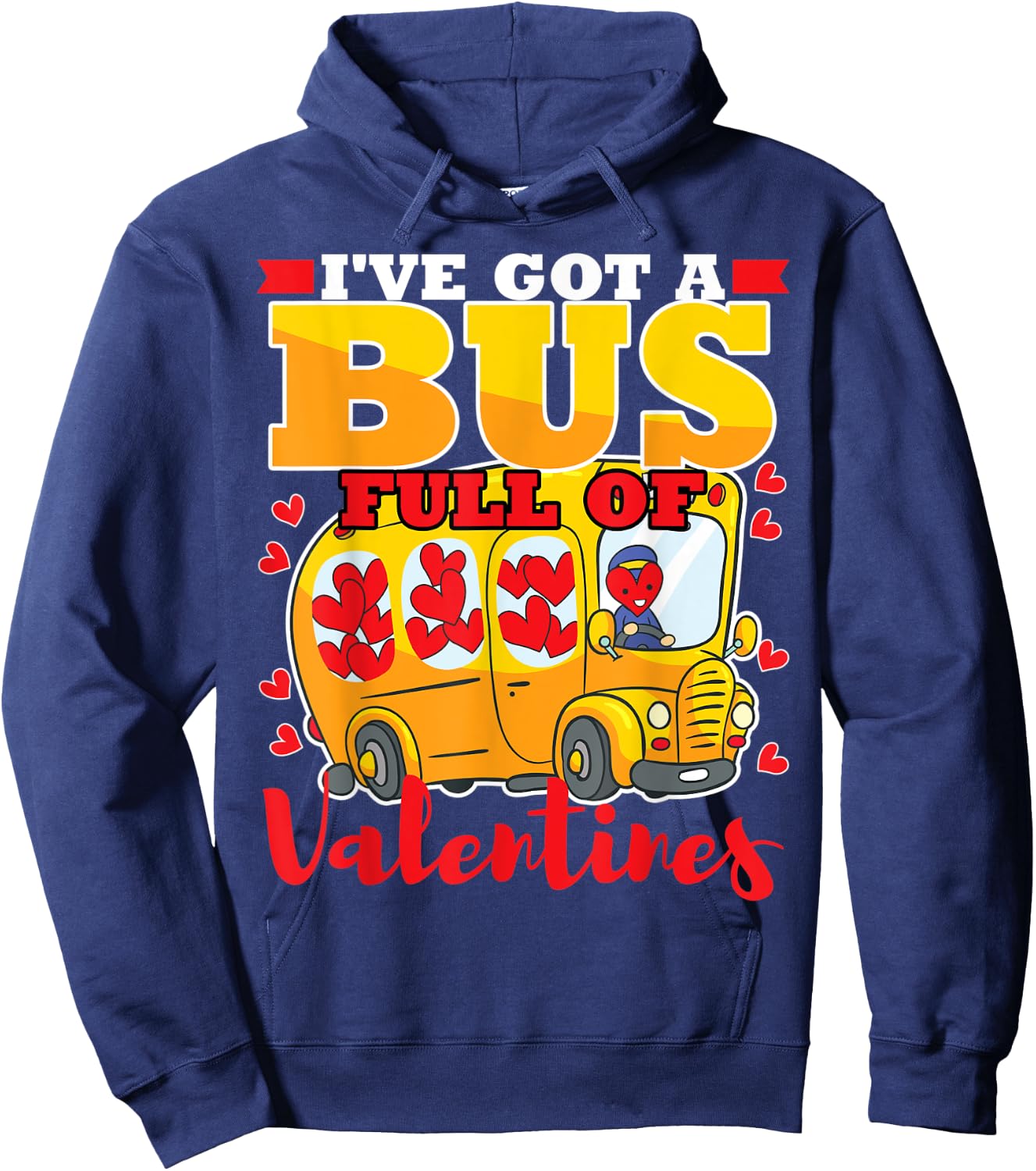 School Bus Driver Valentines Day Cute Funny Gift Women Men Hoodie - Hoodie | Navy