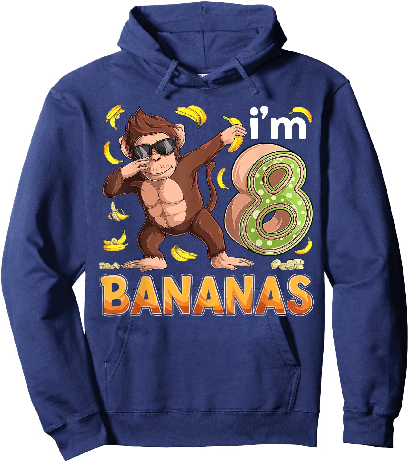 8 Year Old Monkey Birthday Safari Jungle Animal 8th B-day Hoodie - Hoodie | Navy