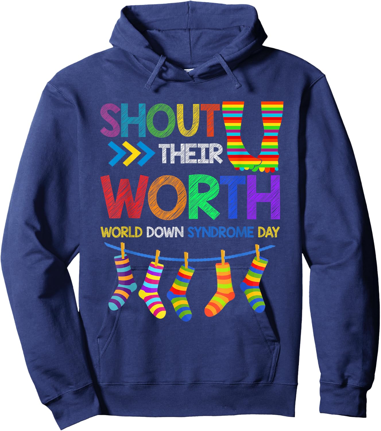 Shout Their Worth Down Syndrome Awareness Men Women Kids Hoodie - Hoodie | Navy