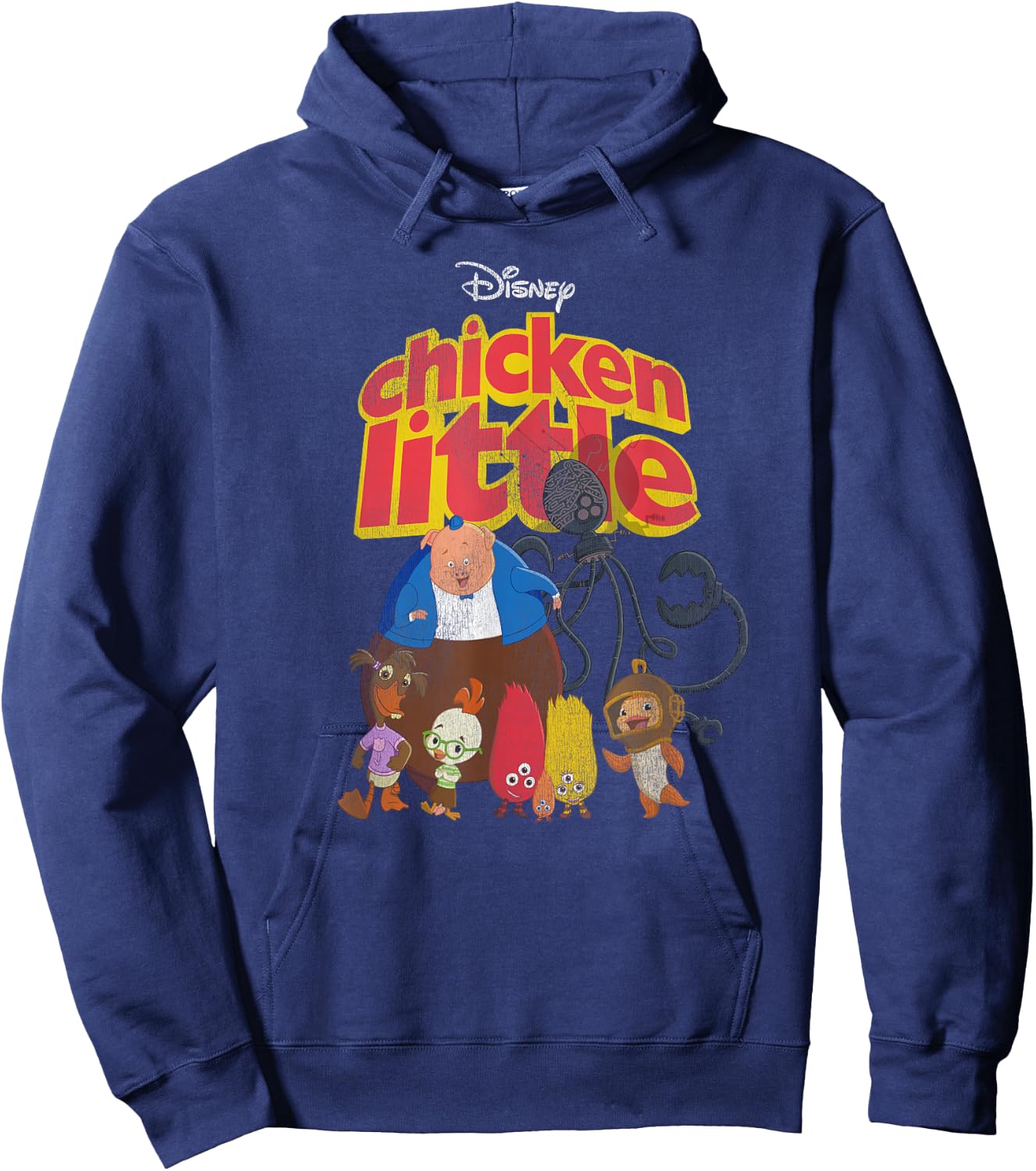 Disney Chicken Little Characters Retro Small Hoodie - Hoodie | Navy