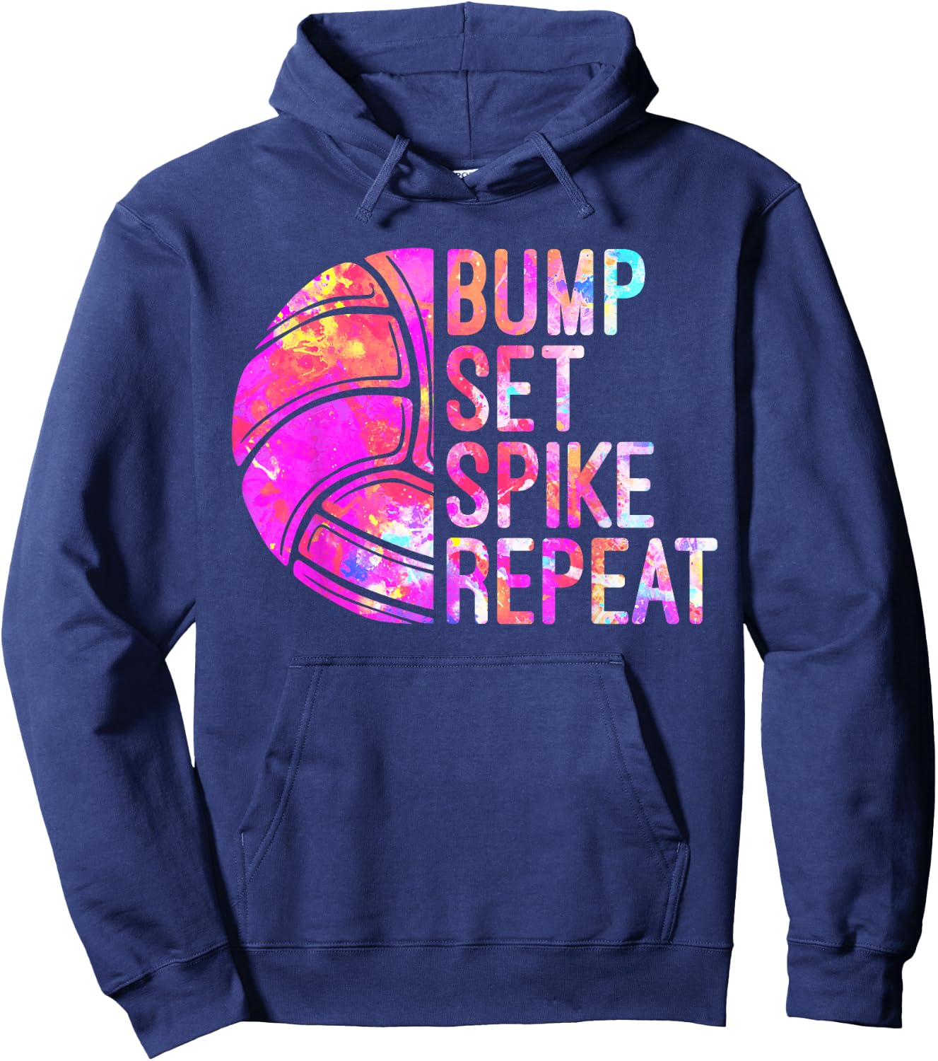 Bump Set Spike Repeat Volleyball Lover girls Athlete USA Hoodie - Hoodie | Navy