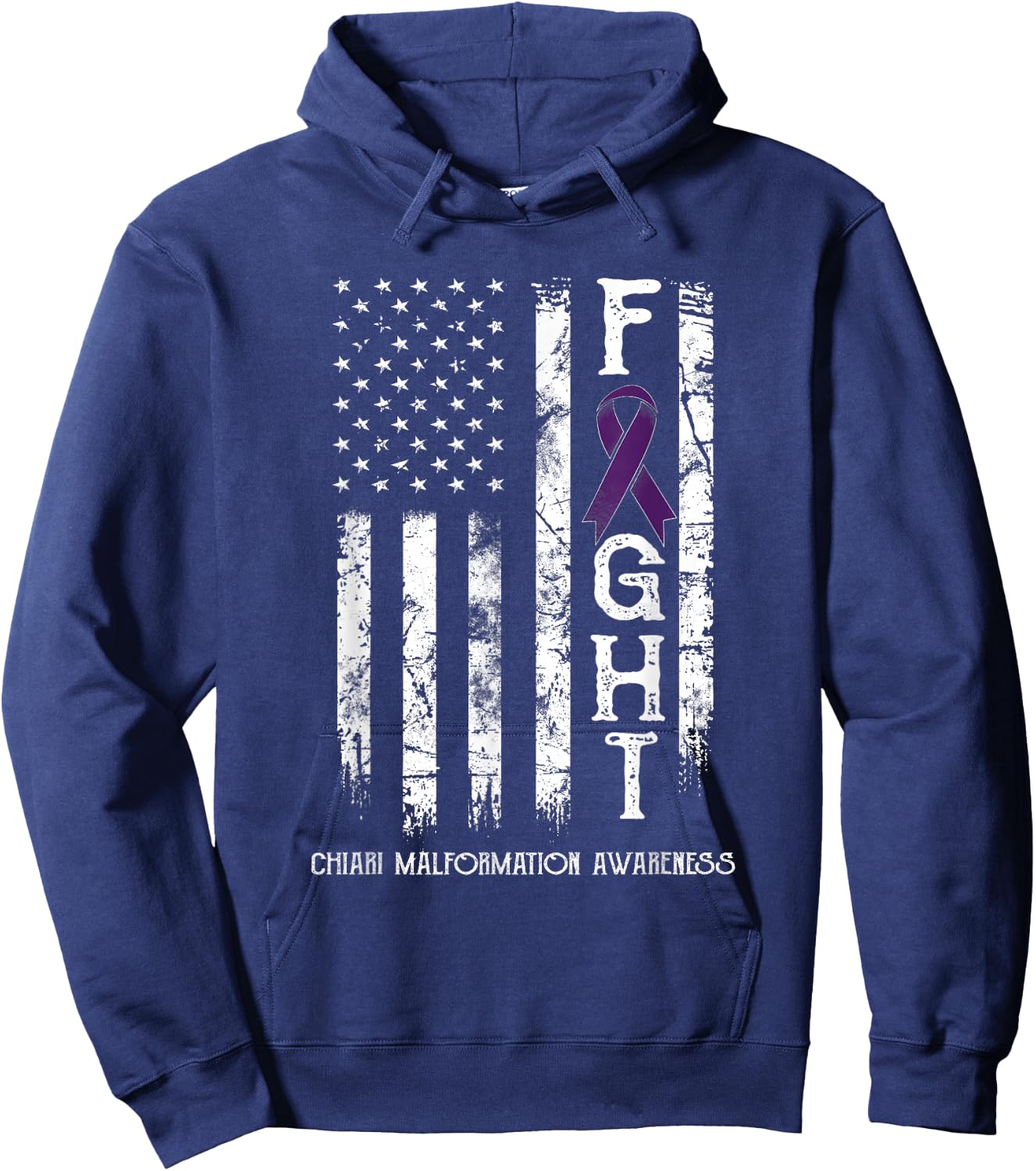 Chiari Malformation Warrior US Flag Hoodie - Hoodie | Navy