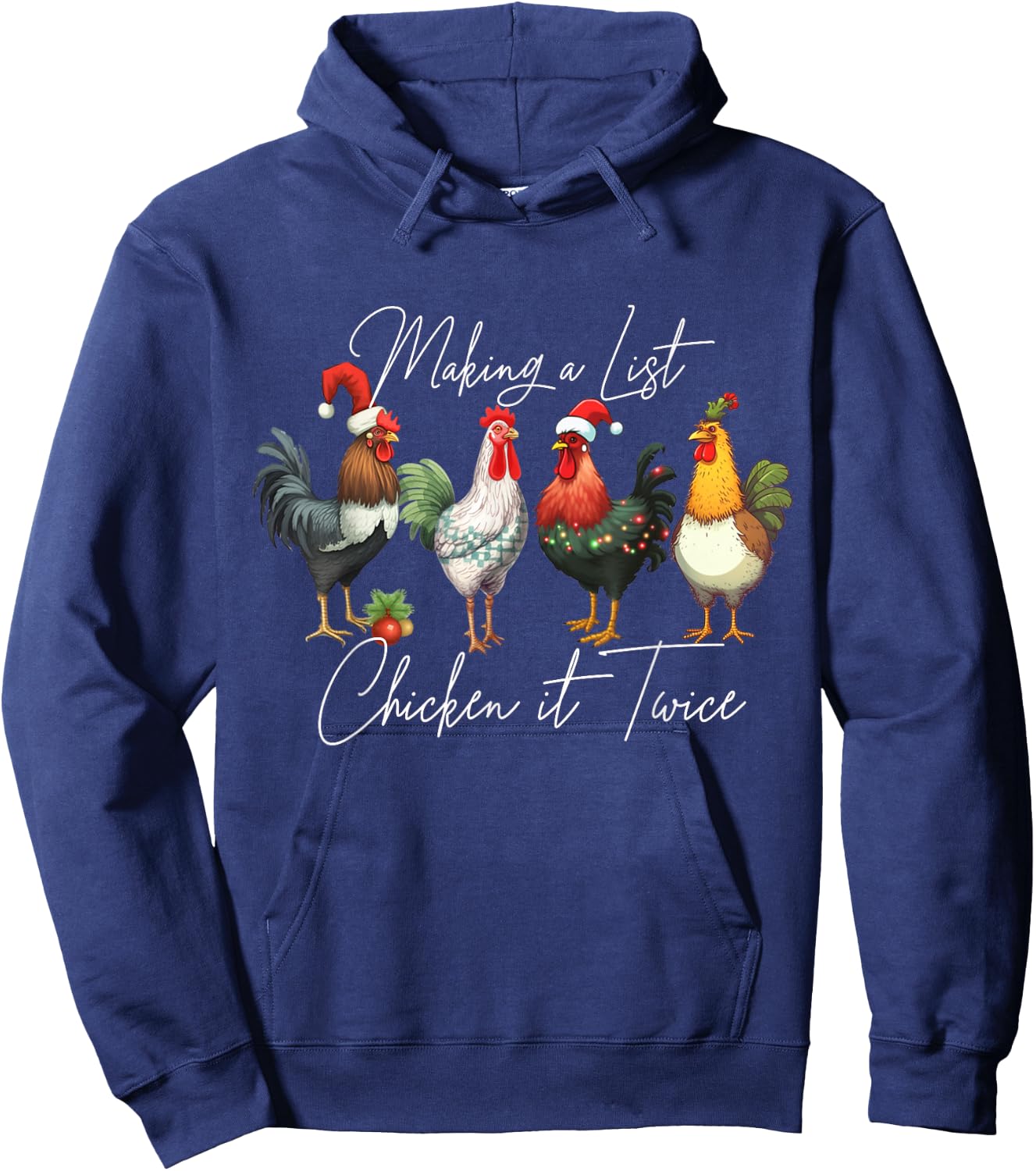 Christmas Chicken Lover Xmas Santa Hat Funny Farm Gift Hoodie - Hoodie | Navy