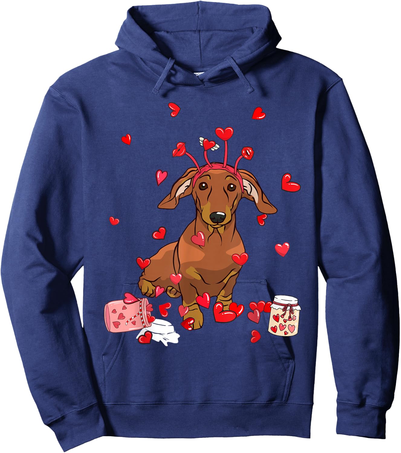 Dog Valentine Gift Cute Dachshund Valentine's Day Men Women Girls Kids Hoodie - Hoodie | Navy