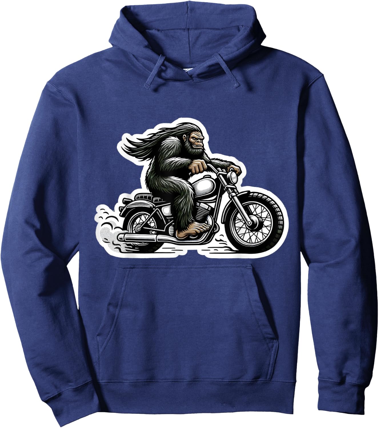 Funny Bigfoot Sasquatch Riding Motorcycle Bike Biker Hoodie - Hoodie | Navy