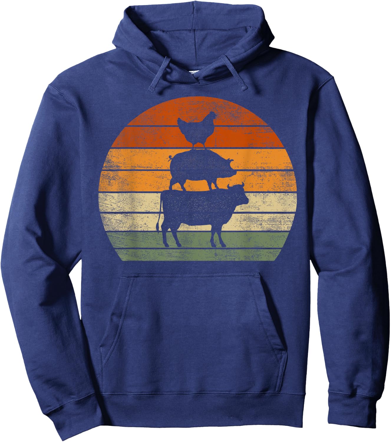 Farm Animals Gifts Women Men Cow Pig Chicken Print Graphic Hoodie - Hoodie | Navy