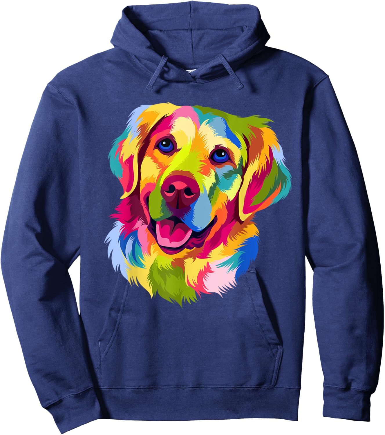 Colorful Pop Art Golden Retriever Portrait Owner Hoodie - Hoodie | Navy