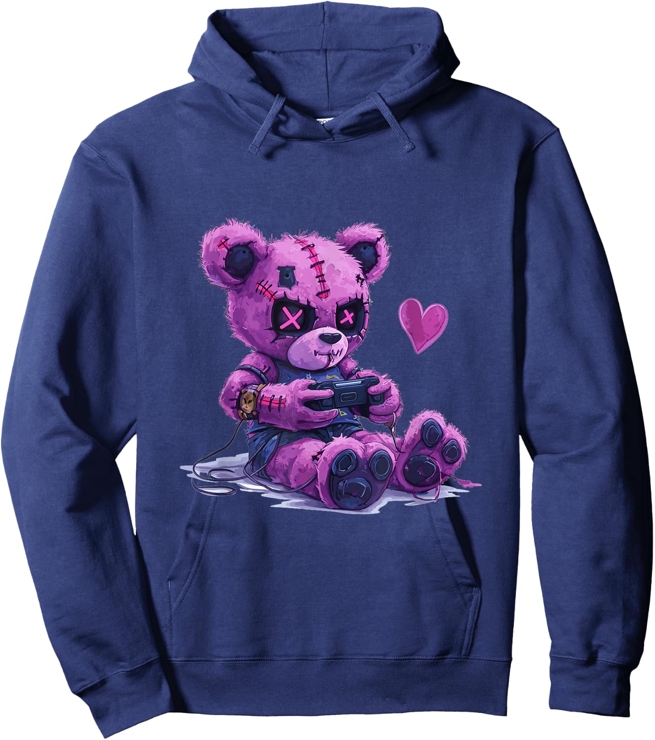 Goth Pastel Cute Creepy Kawaii Gamer Teddy Bear Gaming Hoodie - Hoodie | Navy