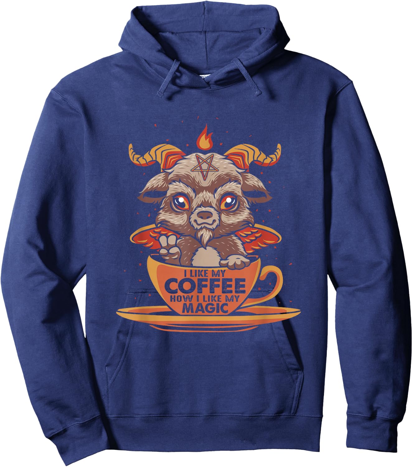 Baphomet Coffee Shirt I Like My Coffee Occult Coffee Lovers Hoodie - Hoodie | Navy