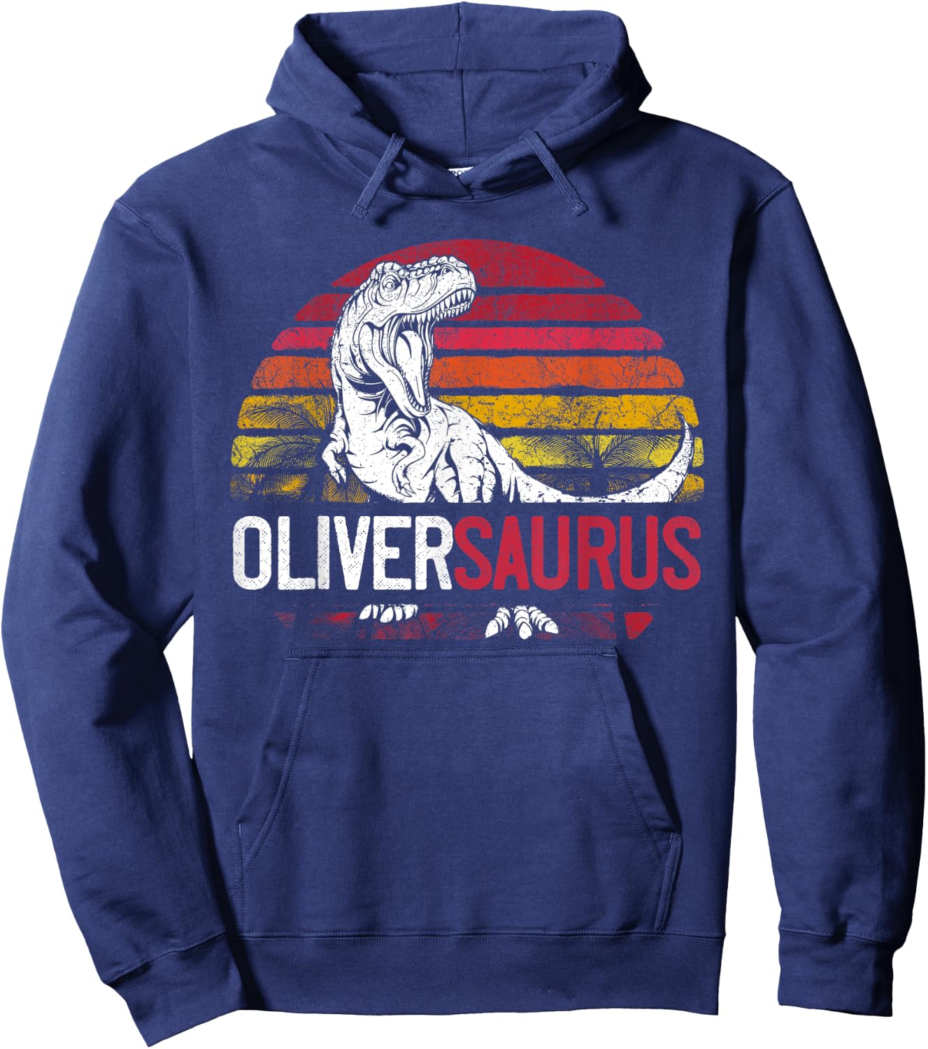 Oliver Saurus Funny Personalized Dinosaur T Rex Name Hoodie - Hoodie | Navy