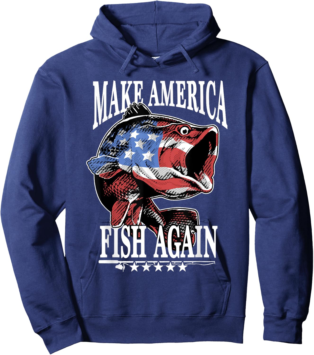 Make America Great Fishing American Flag USA Fisherman Red Hoodie - Hoodie | Navy