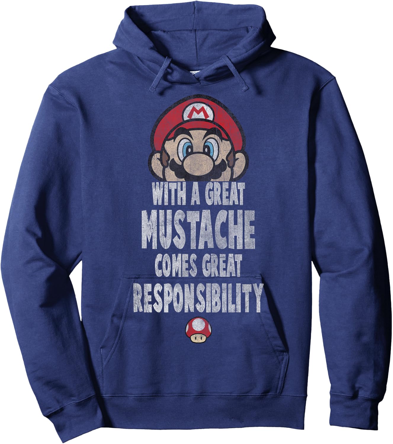 Super Mario With A Great Mustache Comes Great Responsibility Hoodie - Hoodie | Navy