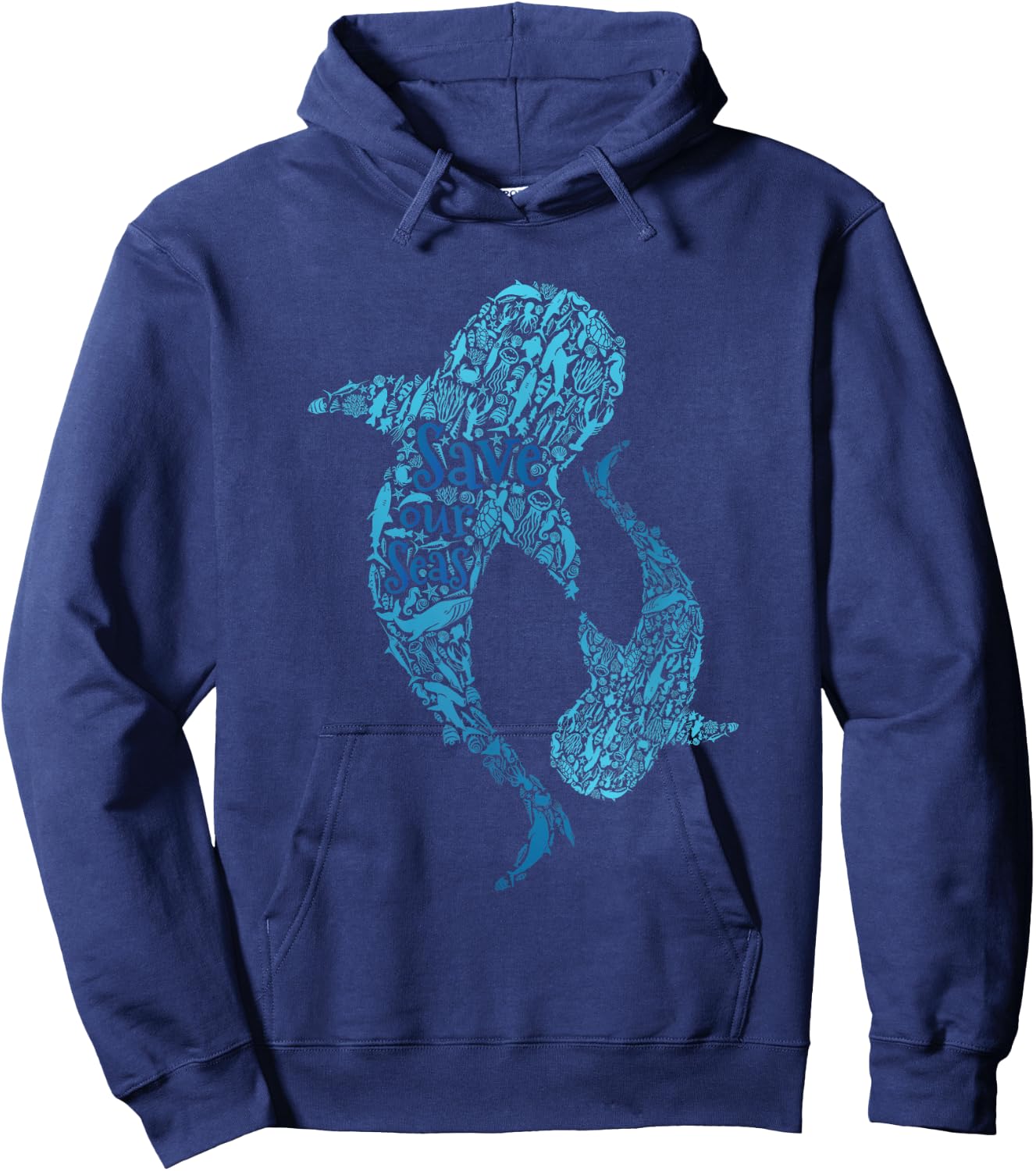 Save the Seas White Shark Environmental Awareness Gift Hoodie - Hoodie | Navy