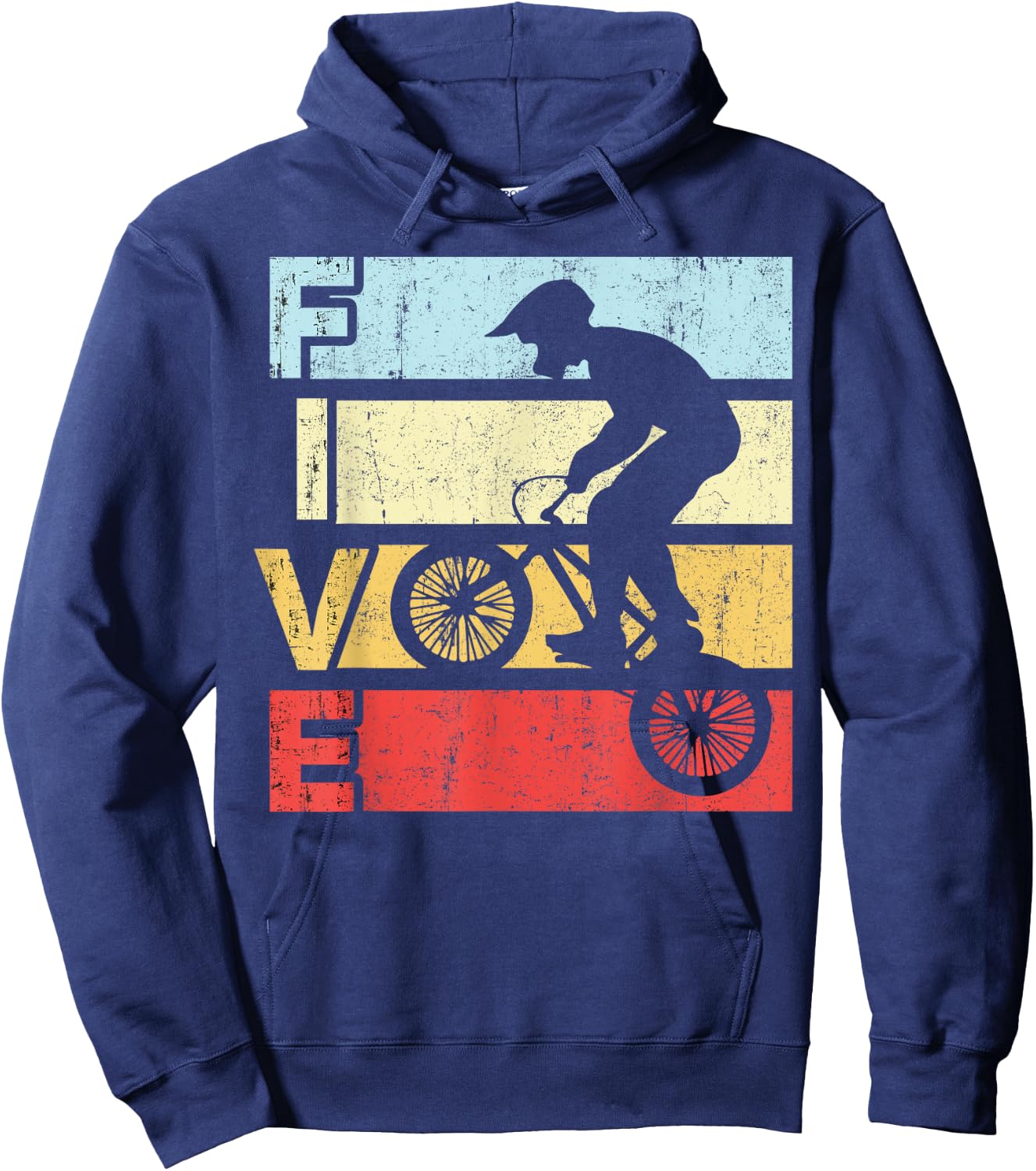 5 Year Old BMX Birthday Party Vintage Dirt Biking 5th Bike Hoodie - Hoodie | Navy
