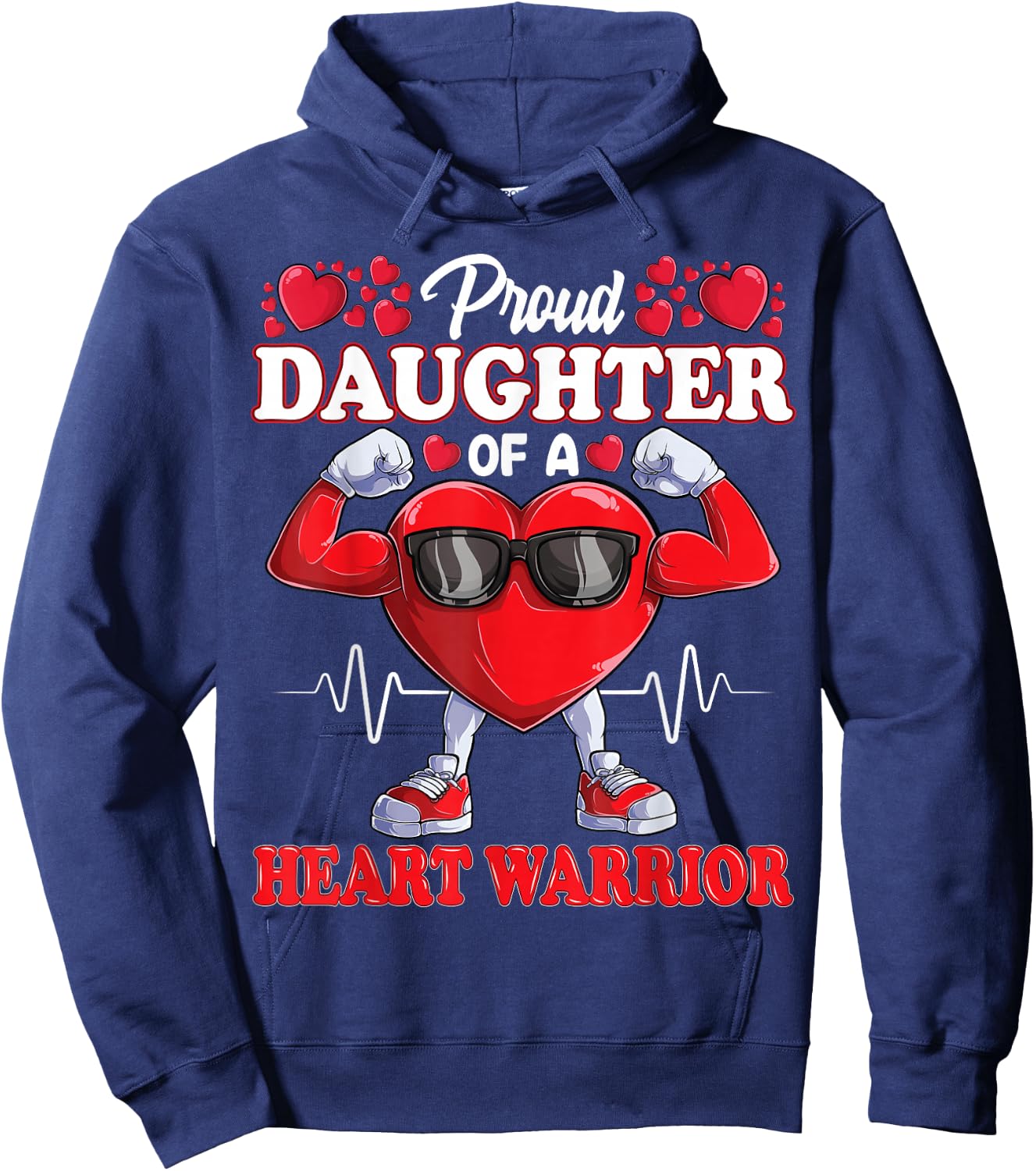Proud Daughter of a Heart Warrior CHD Awareness Hoodie - Hoodie | Navy