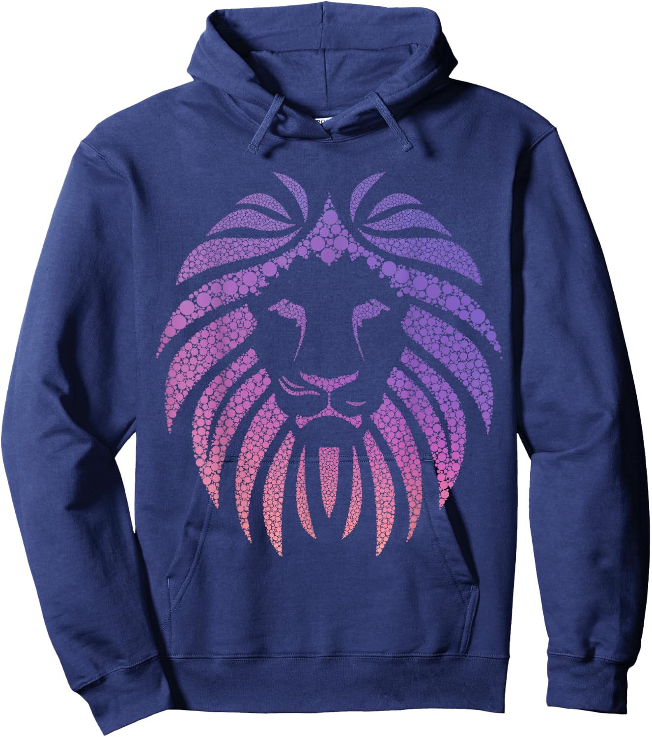 Lion Face Head Mane Gradient Pink and Purple Cat Hoodie - Hoodie | Navy
