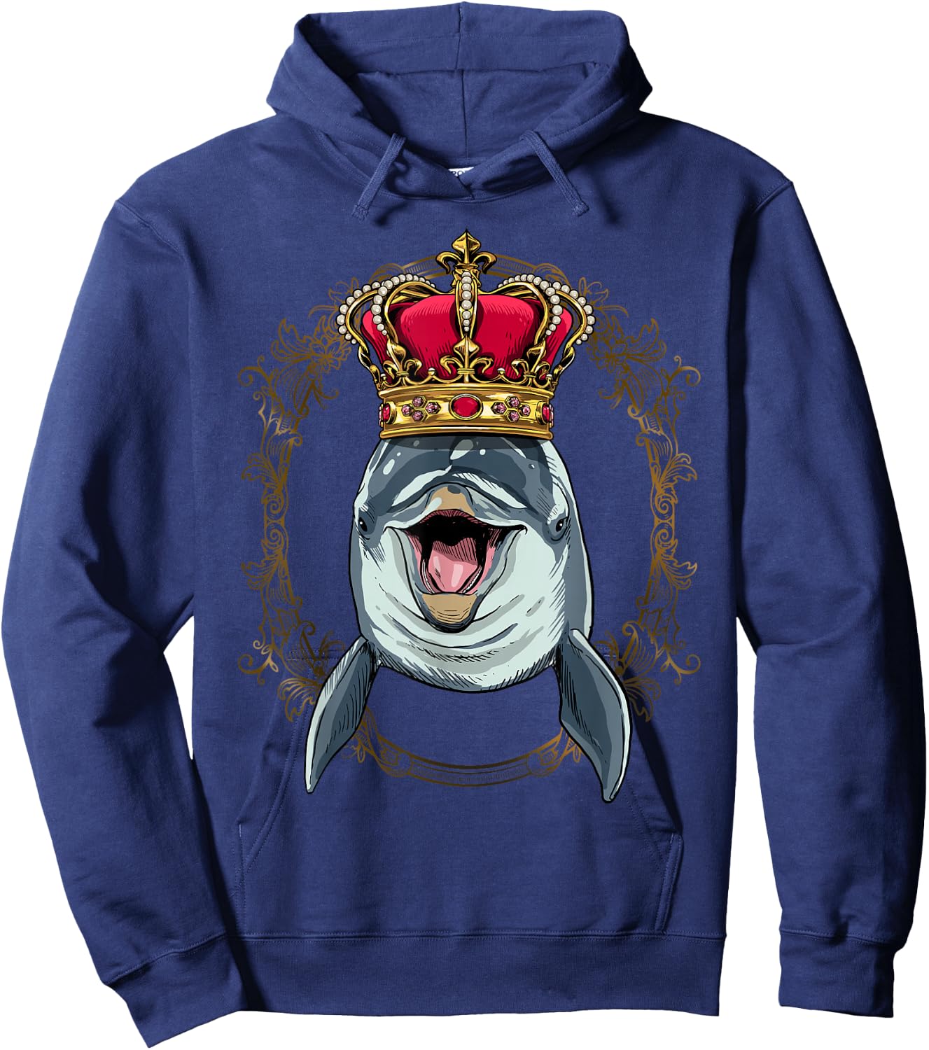 King Dolphin Wearing Crown - Queen Dolphin Animal Hoodie - Hoodie | Navy