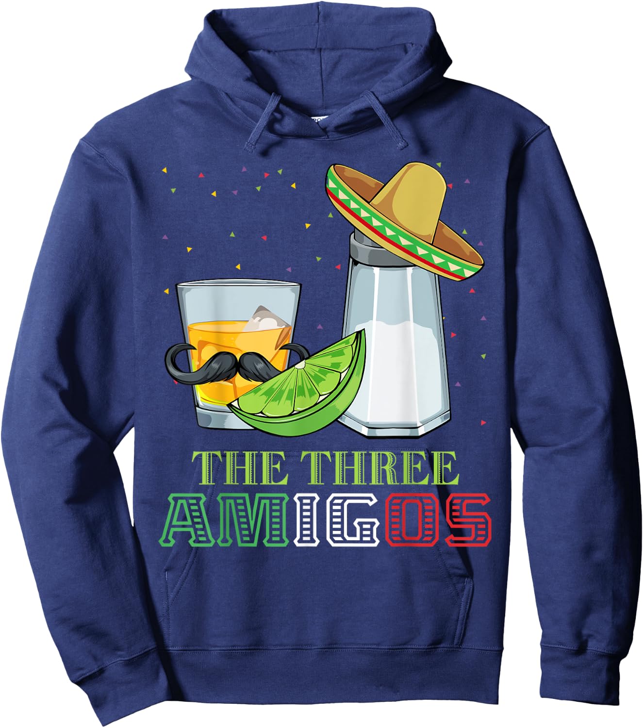 Three Amigos Cinco De Mayo Mexican Mexico Tequila Lime Salt Hoodie - Hoodie | Navy